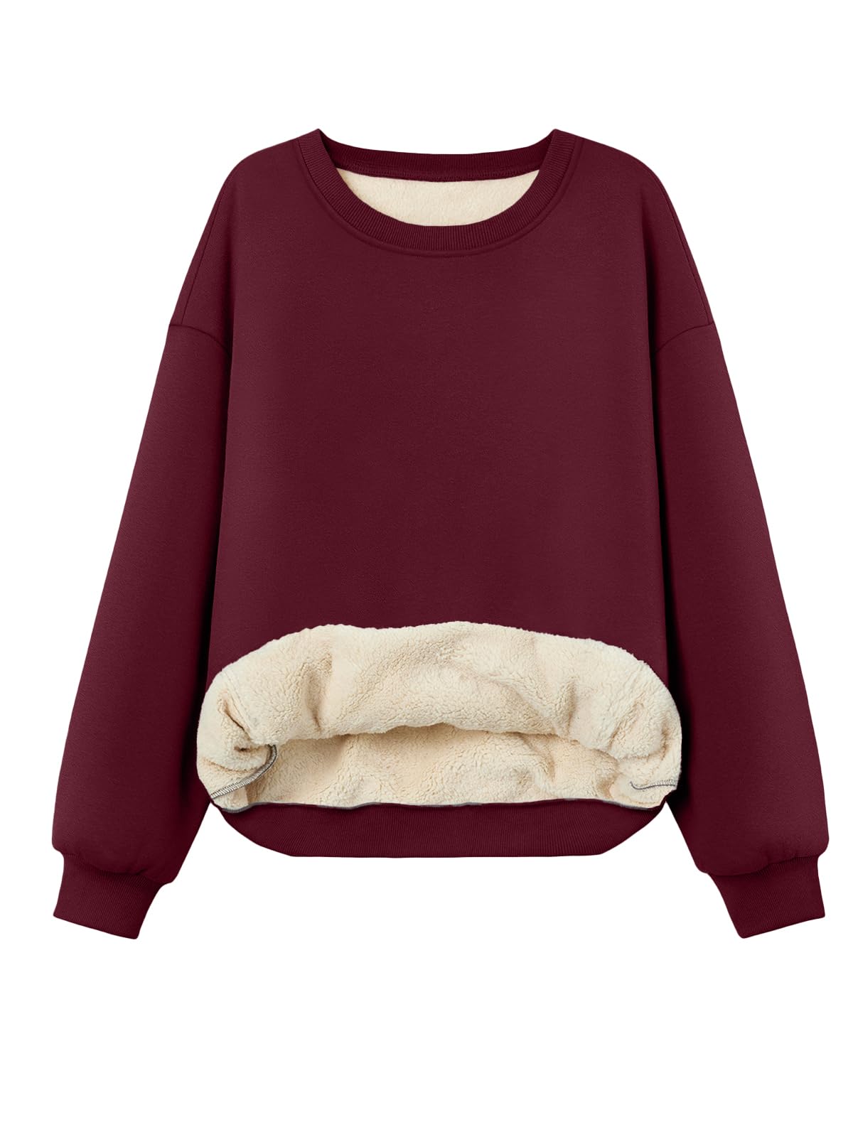Trendy Queen Fleece Sherpa Lined Sweatshirts for Women 2025 Fall Fashion Winter Crewneck Pullover Hoodies Outfits Clothes