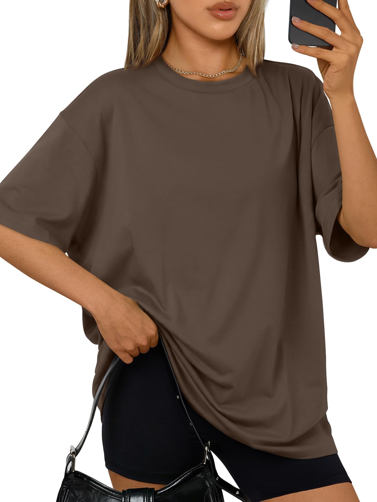 Trendy Queen Womens Oversized Summer T-Shirts Plus Size Short Sleeves Workout Tops