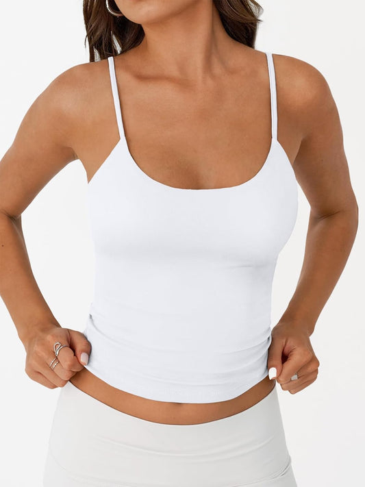 Trendy Queen Womens Double Lined Adjustable Spaghetti Strap Tank Tops for Summer Going Out