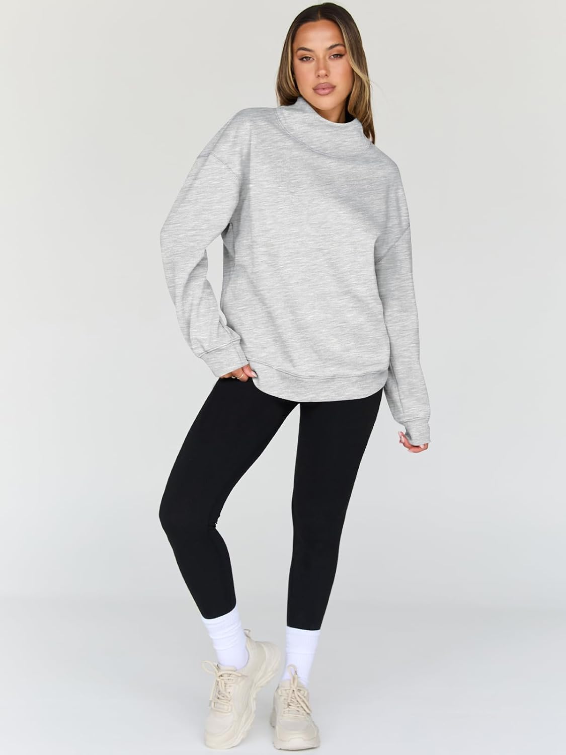Trendy Queen Womens Oversized Sweatshirts Mock Neck Pullover Long Sleeve Tops Fall Fashion Outfits 2026 Clothes