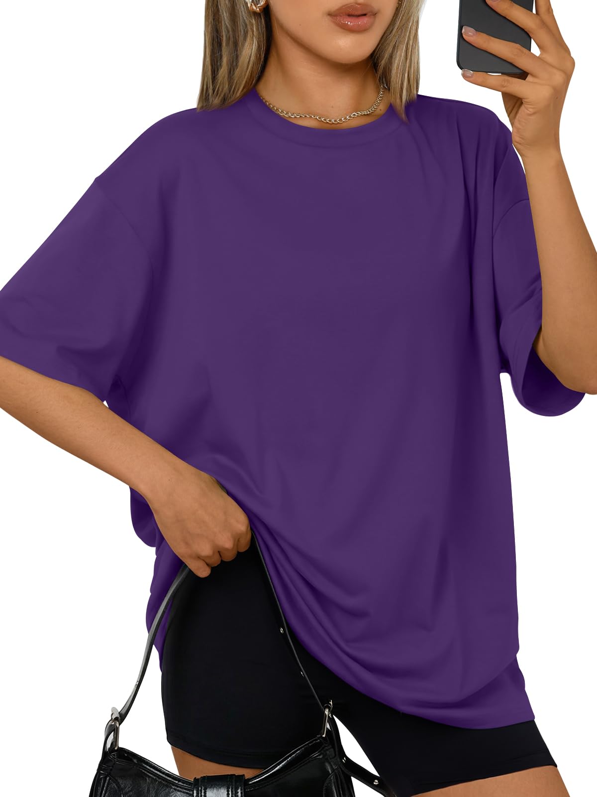 Trendy Queen Womens Oversized Summer T-Shirts Plus Size Short Sleeves Workout Tops