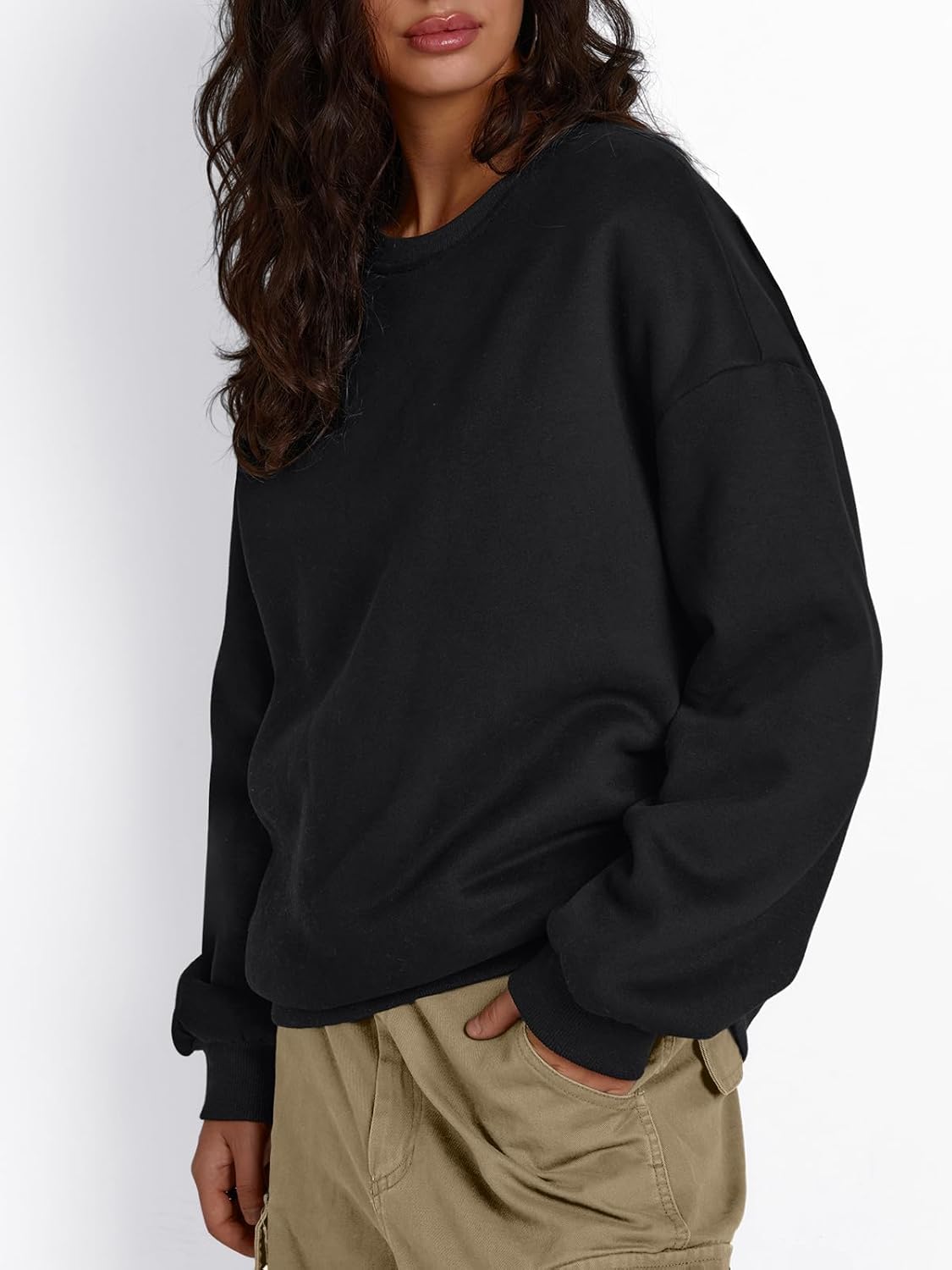 Trendy Queen Fleece Sherpa Lined Sweatshirts for Women 2025 Fall Fashion Winter Crewneck Pullover Hoodies Outfits Clothes