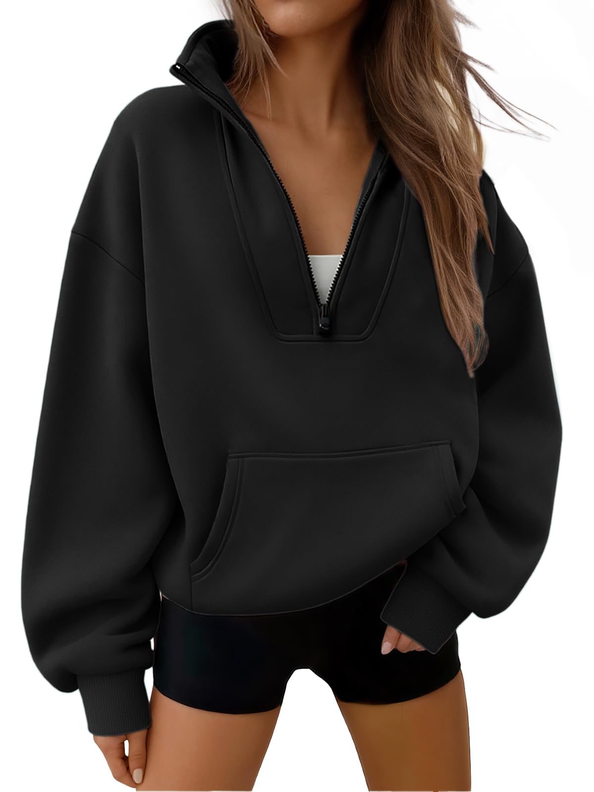 Trendy Queen Womens Sweatshirts Quarter Half Zip Pullover Workout Hoodies Fall Fashion 2026 Winter Fleece Jackets Sweaters