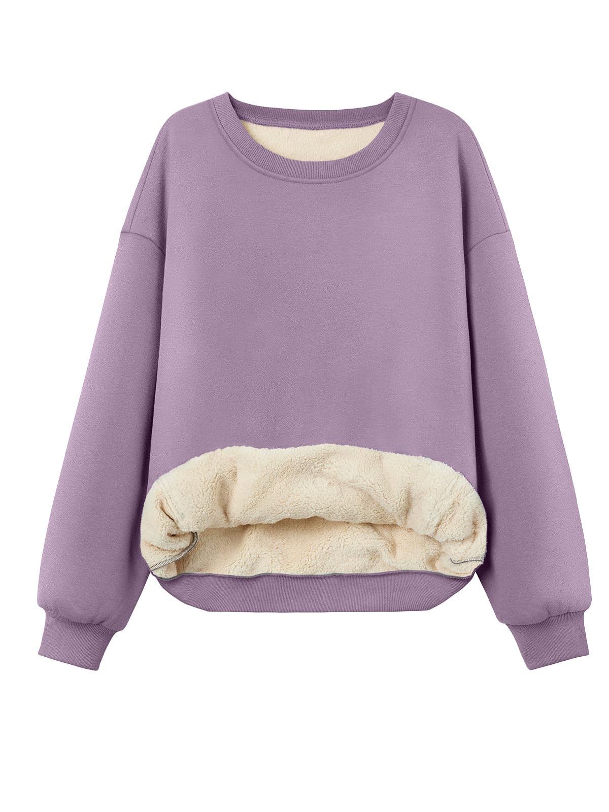 Trendy Queen Fleece Sherpa Lined Sweatshirts for Women 2025 Fall Fashion Winter Crewneck Pullover Hoodies Outfits Clothes