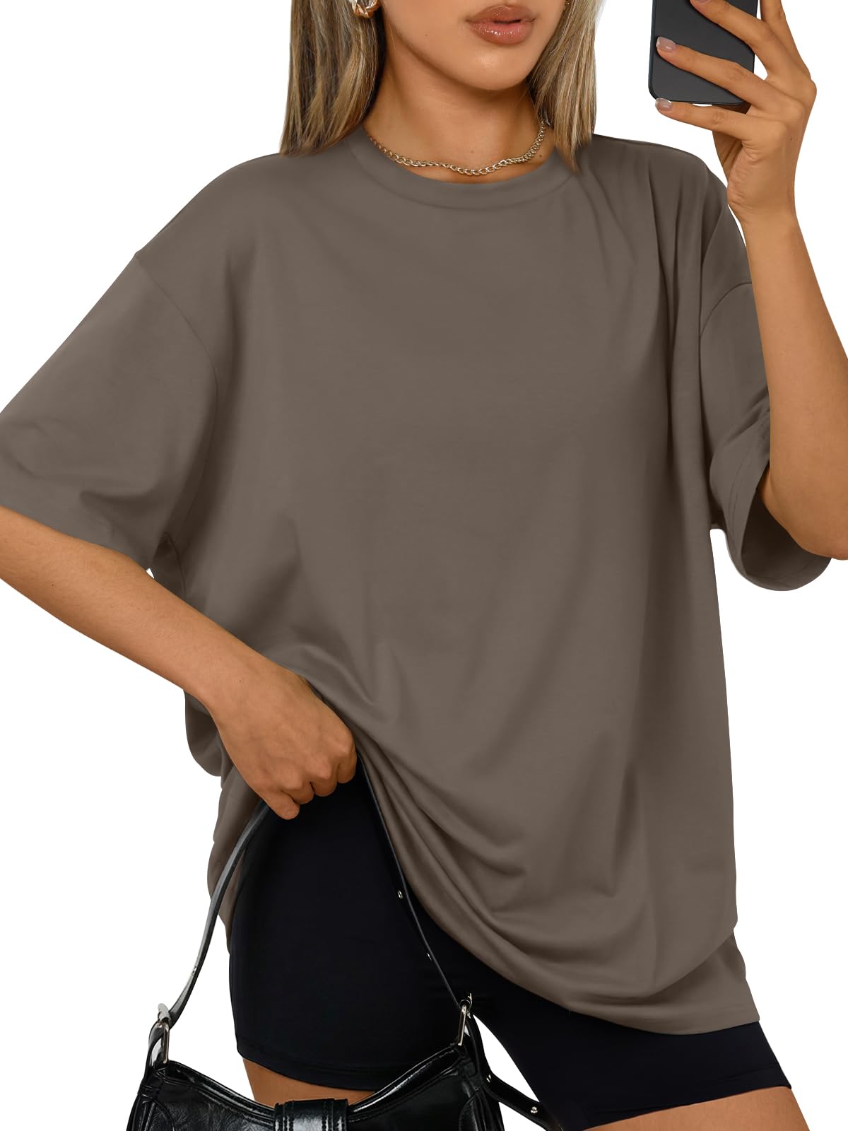 Trendy Queen Womens Oversized Summer T-Shirts Plus Size Short Sleeves Workout Tops