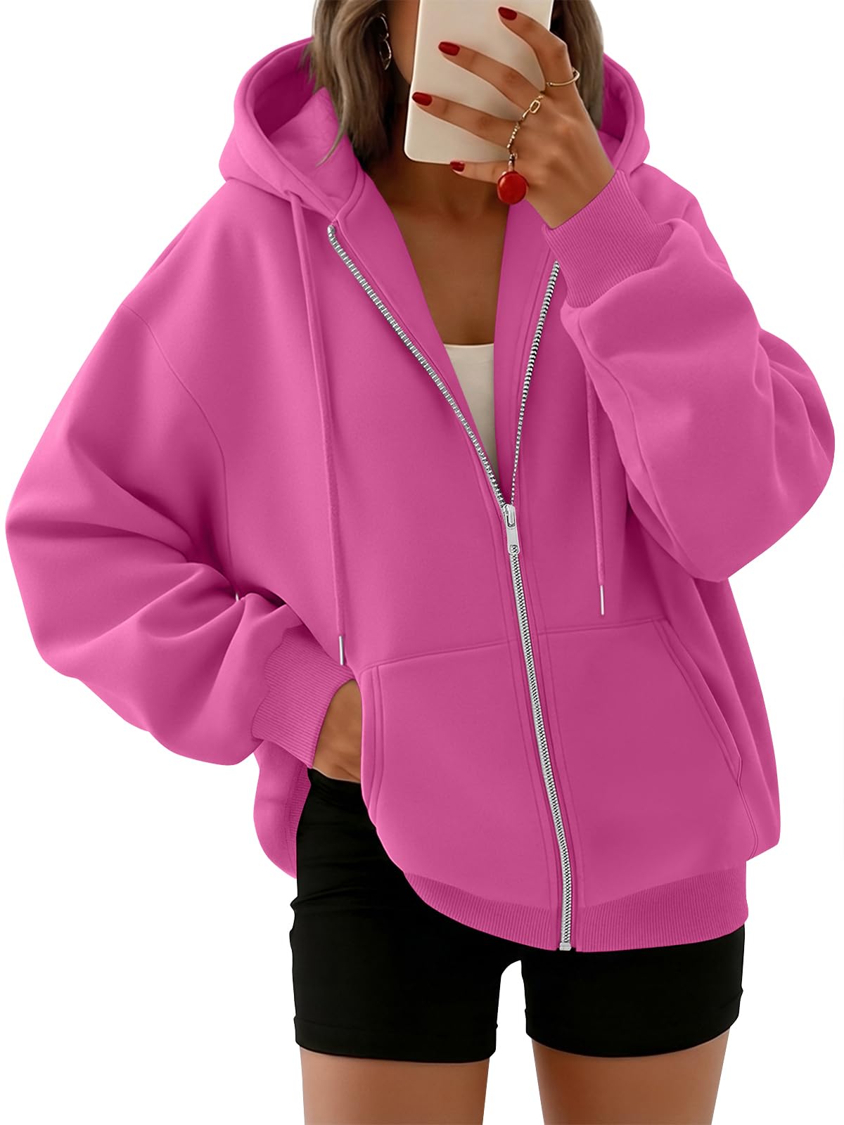 Trendy Queen Womens Zip Up Hoodies 2026 Oversized Sweatshirt