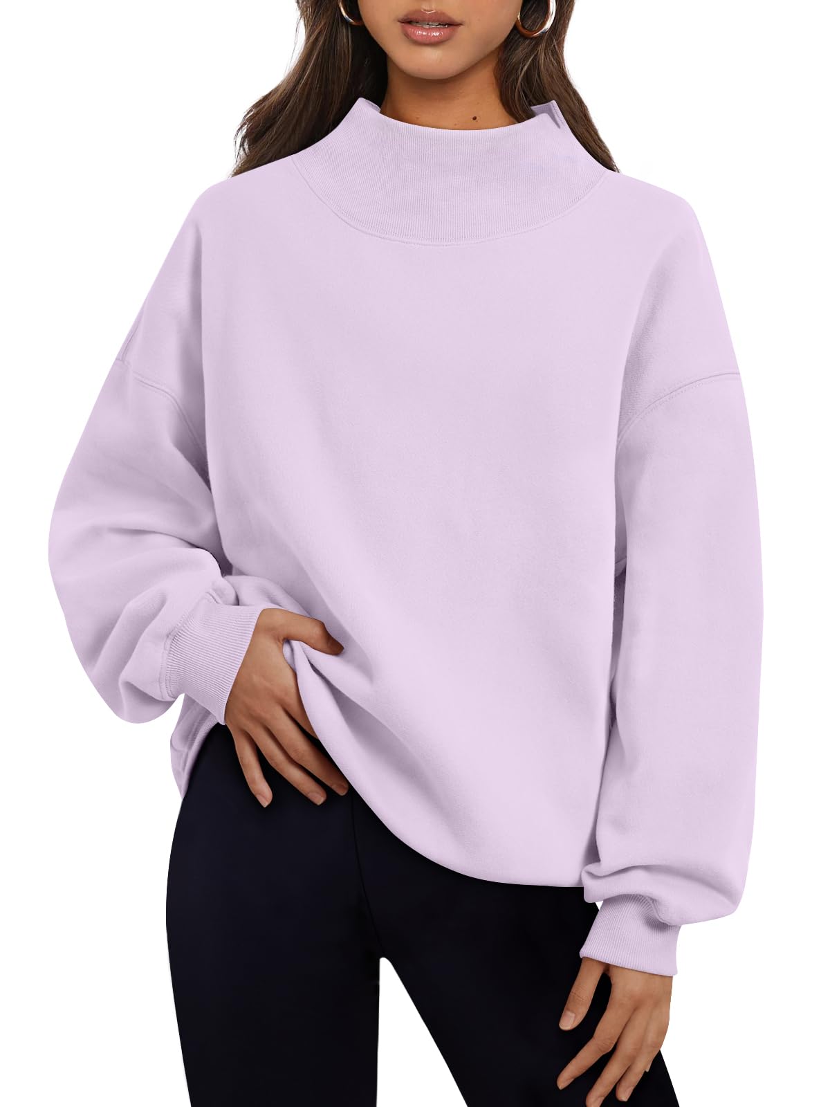 Trendy Queen Womens Oversized Sweatshirts Mock Neck Pullover Long Sleeve Tops Fall Fashion Outfits 2026 Clothes