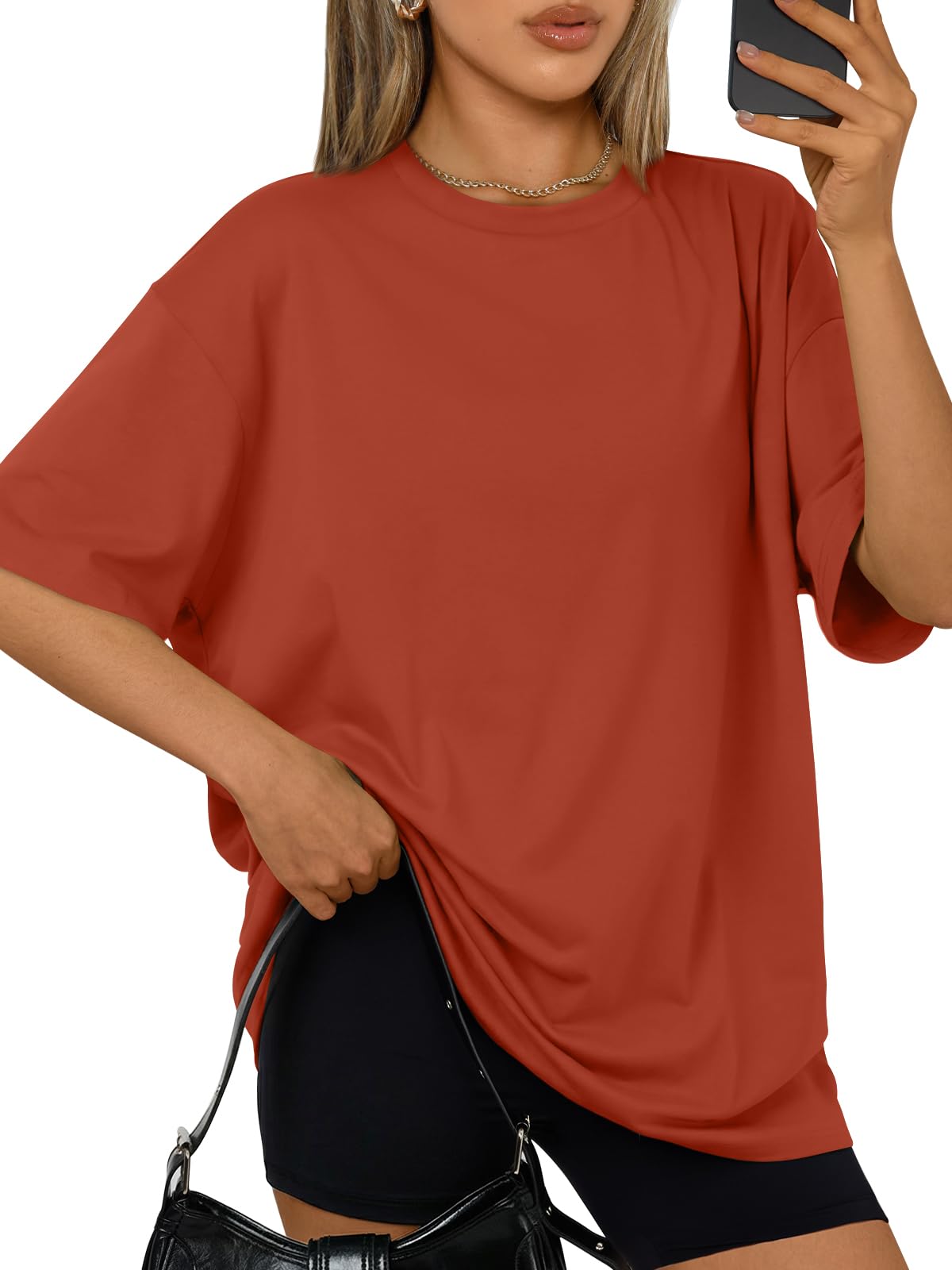 Trendy Queen Womens Oversized Summer T-Shirts Plus Size Short Sleeves Workout Tops