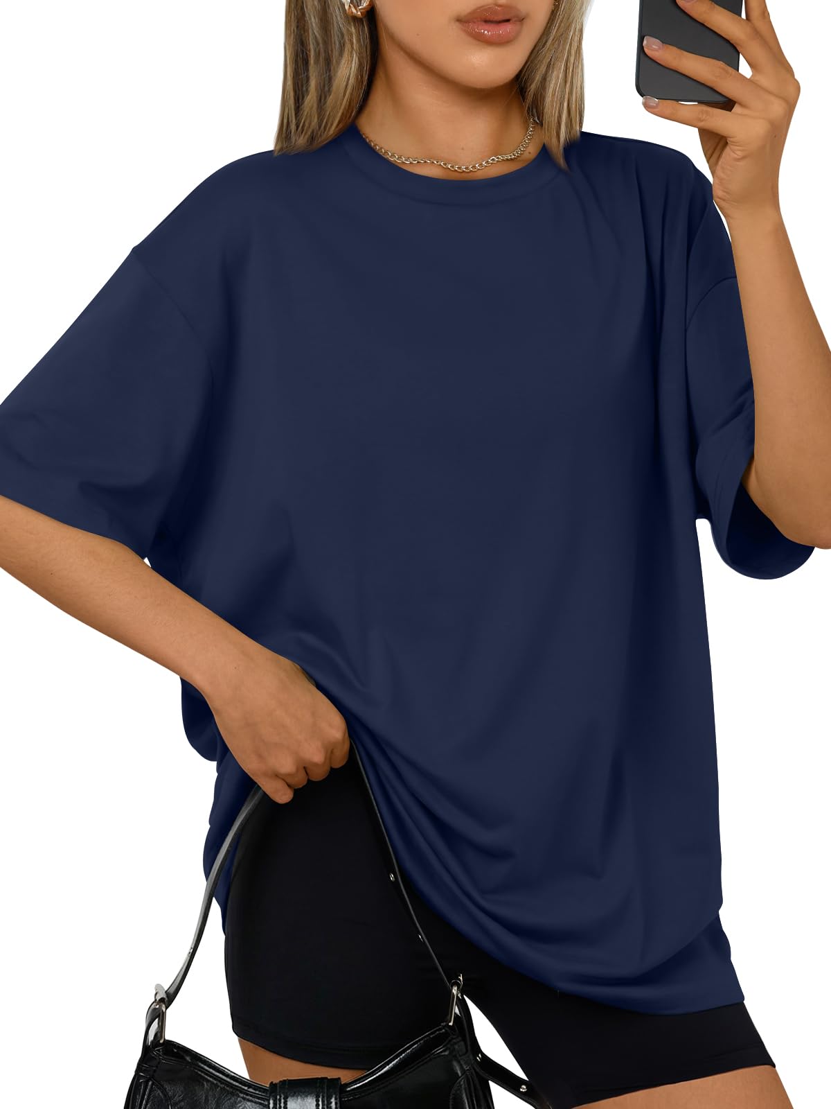 Trendy Queen Womens Oversized Summer T-Shirts Plus Size Short Sleeves Workout Tops