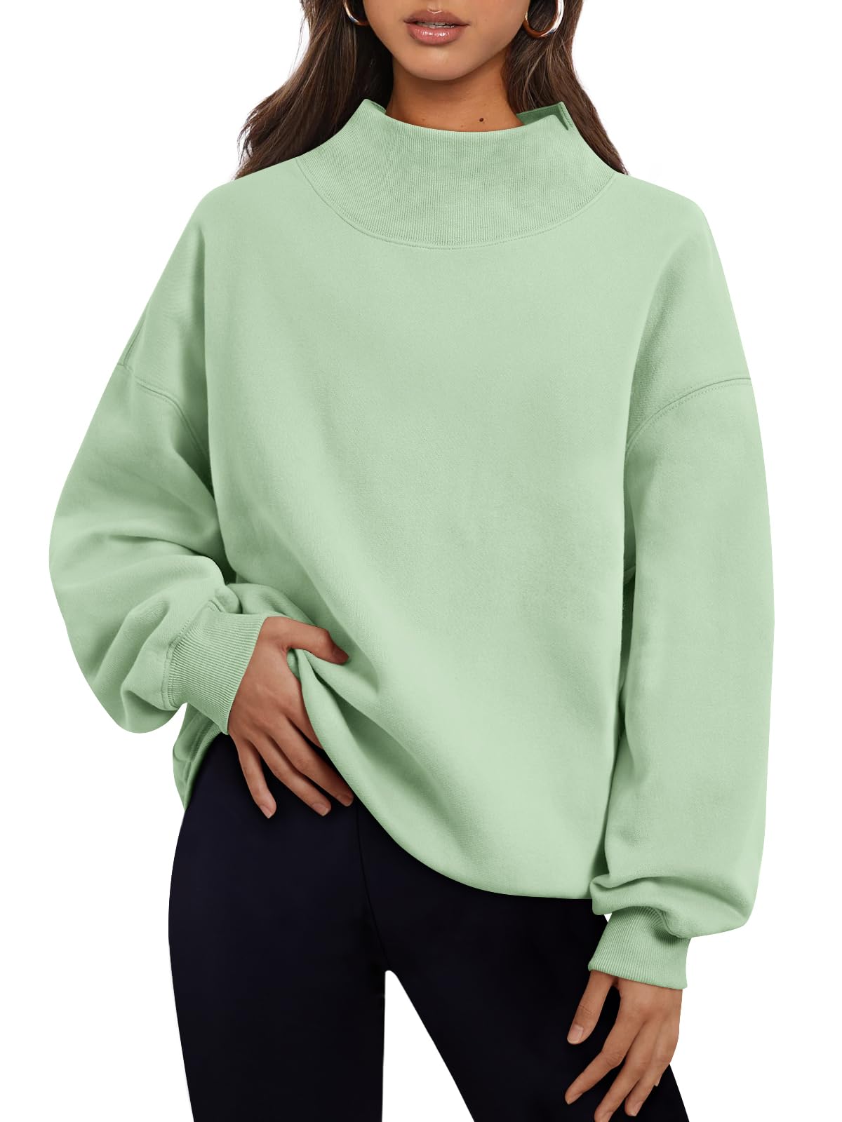Trendy Queen Womens Oversized Sweatshirts Mock Neck Pullover Long Sleeve Tops Fall Fashion Outfits 2026 Clothes