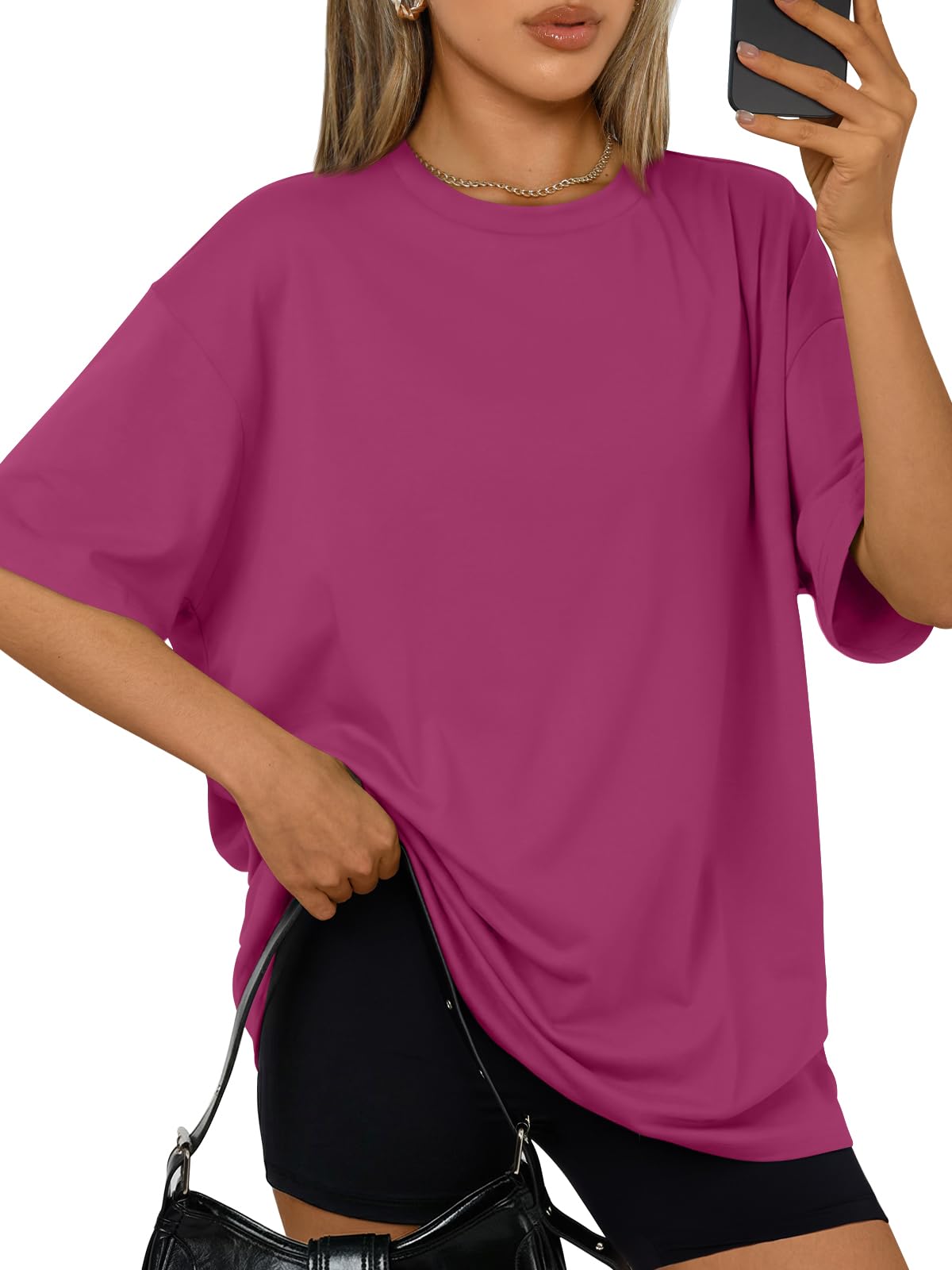 Trendy Queen Womens Oversized Summer T-Shirts Plus Size Short Sleeves Workout Tops