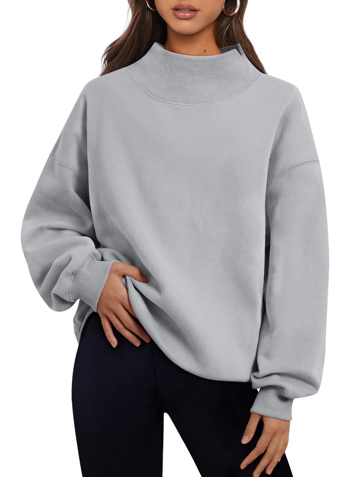 Trendy Queen Womens Oversized Sweatshirts Mock Neck Pullover Long Sleeve Tops Fall Fashion Outfits 2026 Clothes
