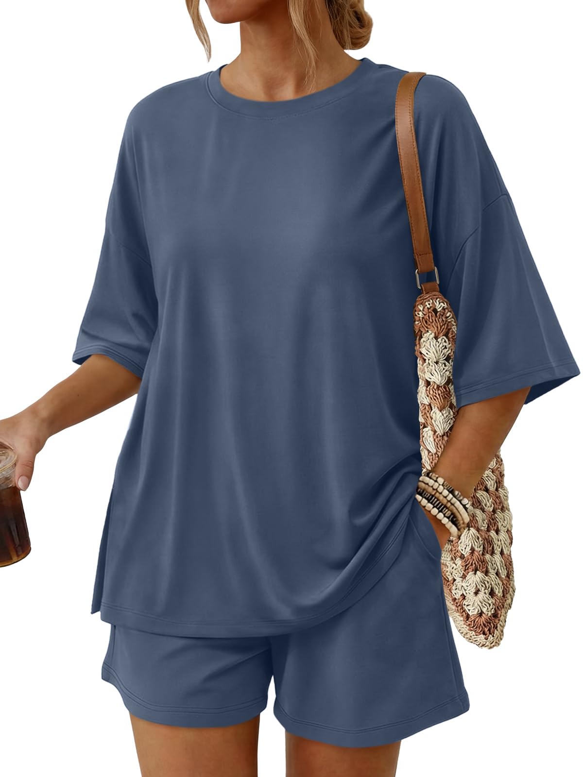Trendy Queen 2 Piece Summer Set Oversized Top & Loose Fit Shorts with Pockets