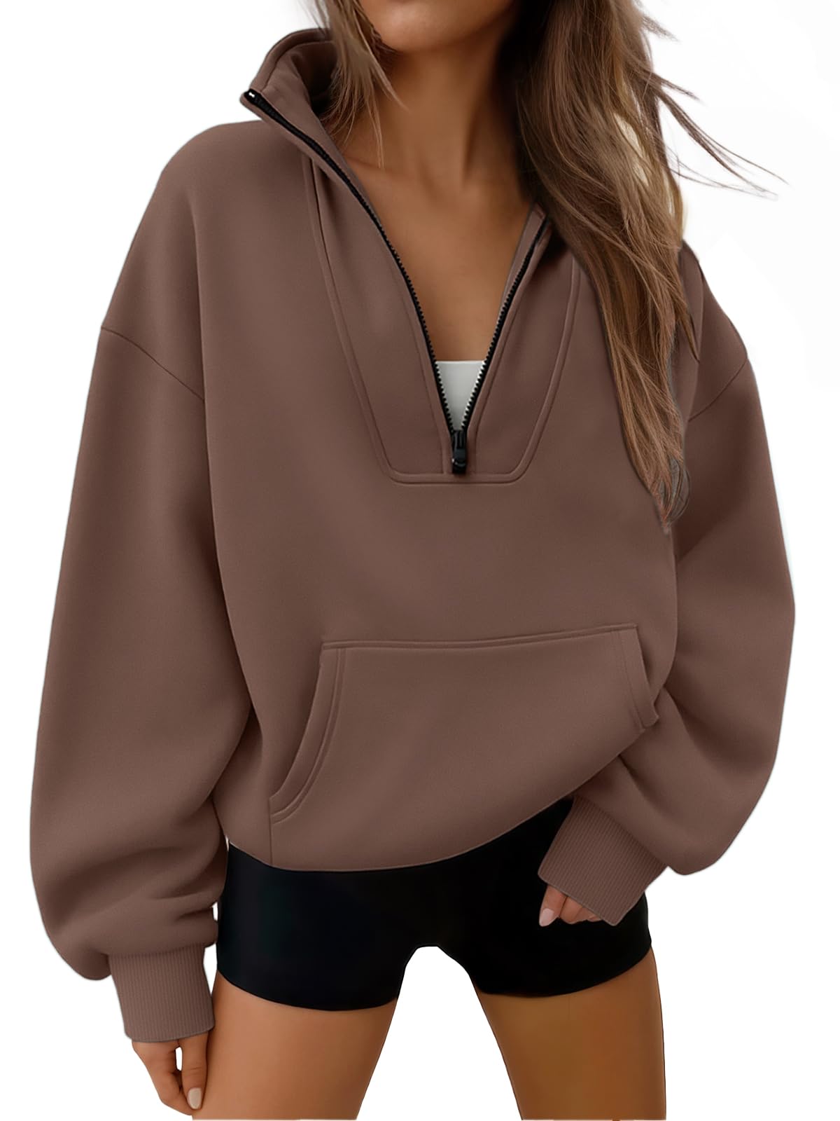 Trendy Queen Womens Sweatshirts Quarter Half Zip Pullover Workout Hoodies Fall Fashion 2026 Winter Fleece Jackets Sweaters