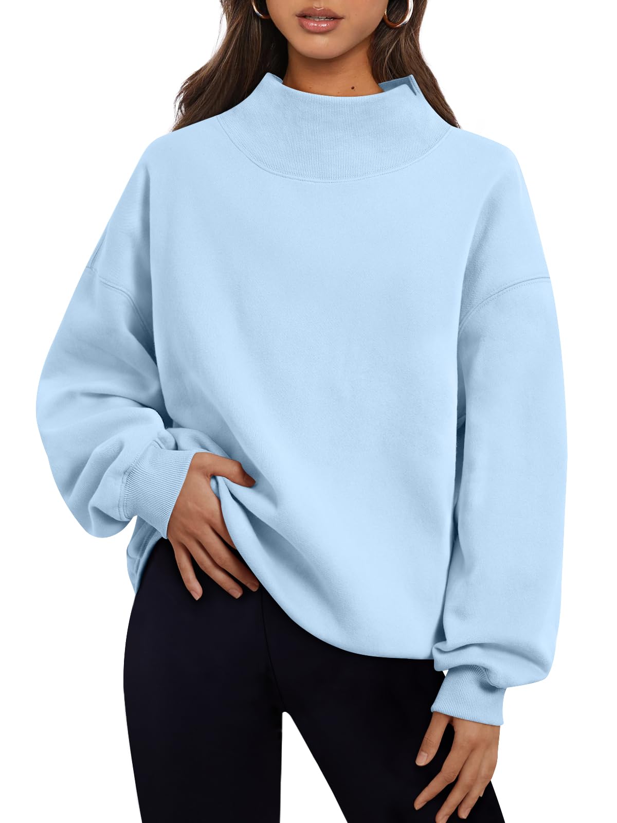 Trendy Queen Womens Oversized Sweatshirts Mock Neck Pullover Long Sleeve Tops Fall Fashion Outfits 2026 Clothes