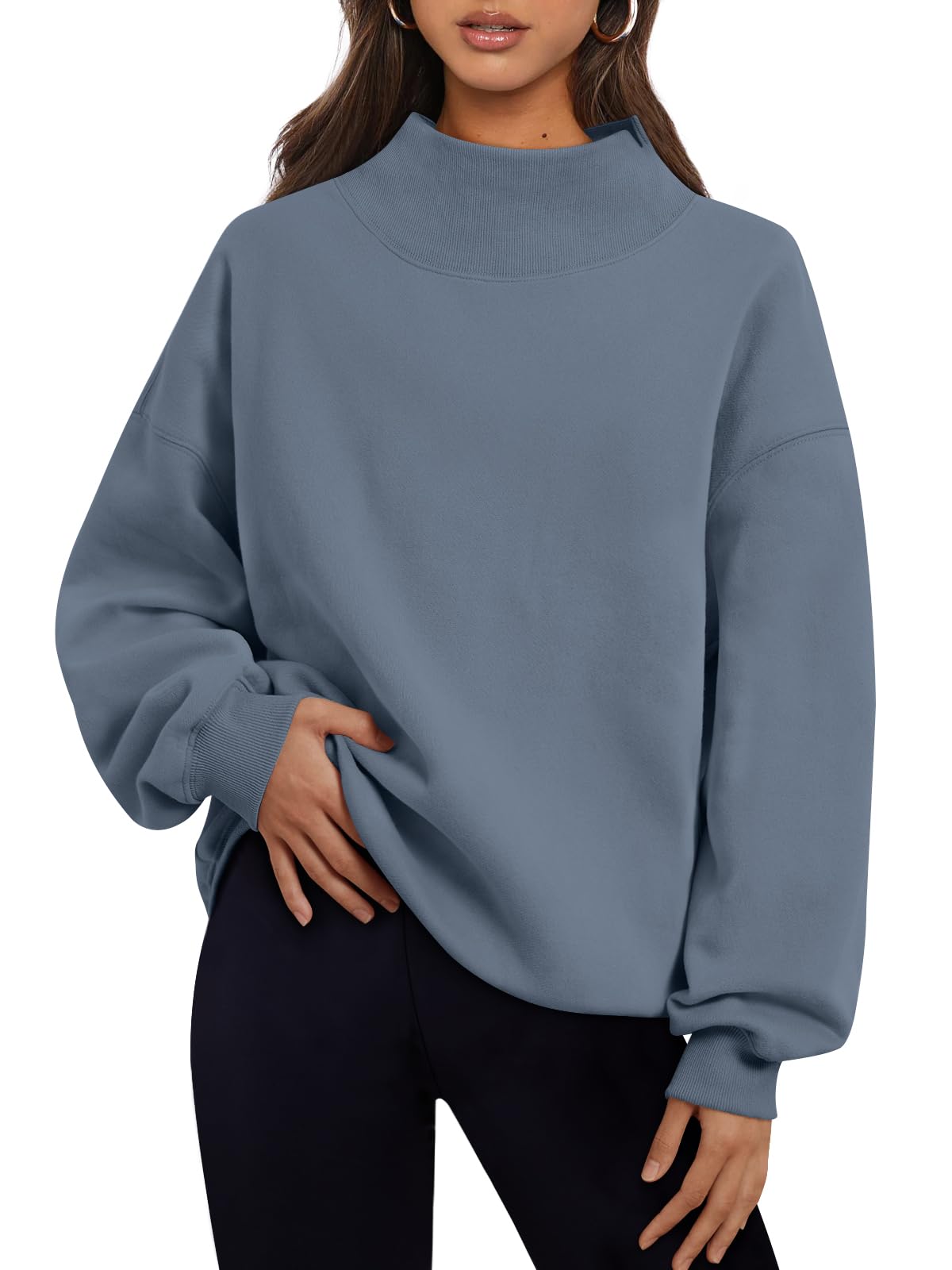 Trendy Queen Womens Oversized Sweatshirts Mock Neck Pullover Long Sleeve Tops Fall Fashion Outfits 2026 Clothes