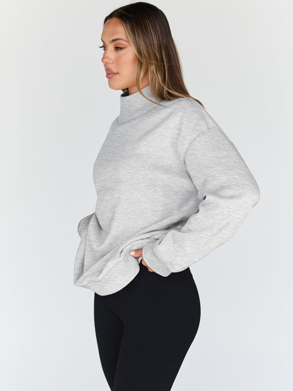 Trendy Queen Womens Oversized Sweatshirts Mock Neck Pullover Long Sleeve Tops Fall Fashion Outfits 2026 Clothes