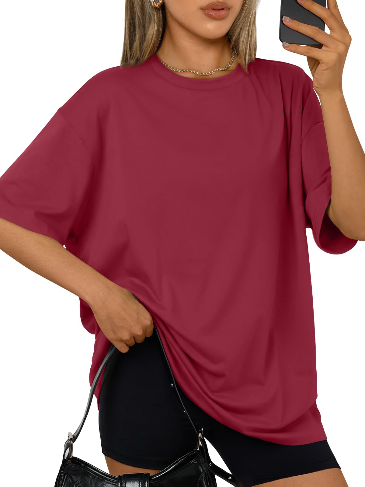 Trendy Queen Womens Oversized Summer T-Shirts Plus Size Short Sleeves Workout Tops