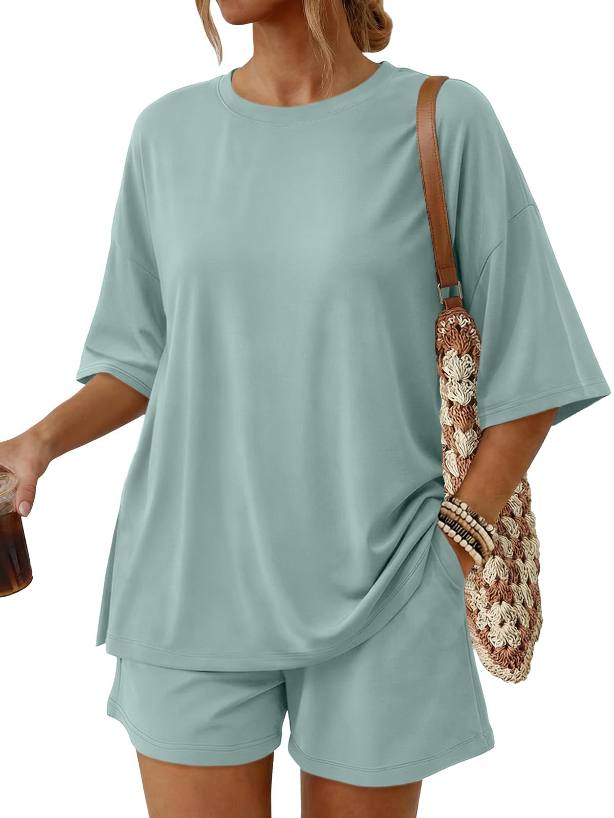 Trendy Queen 2 Piece Summer Set Oversized Top & Loose Fit Shorts with Pockets