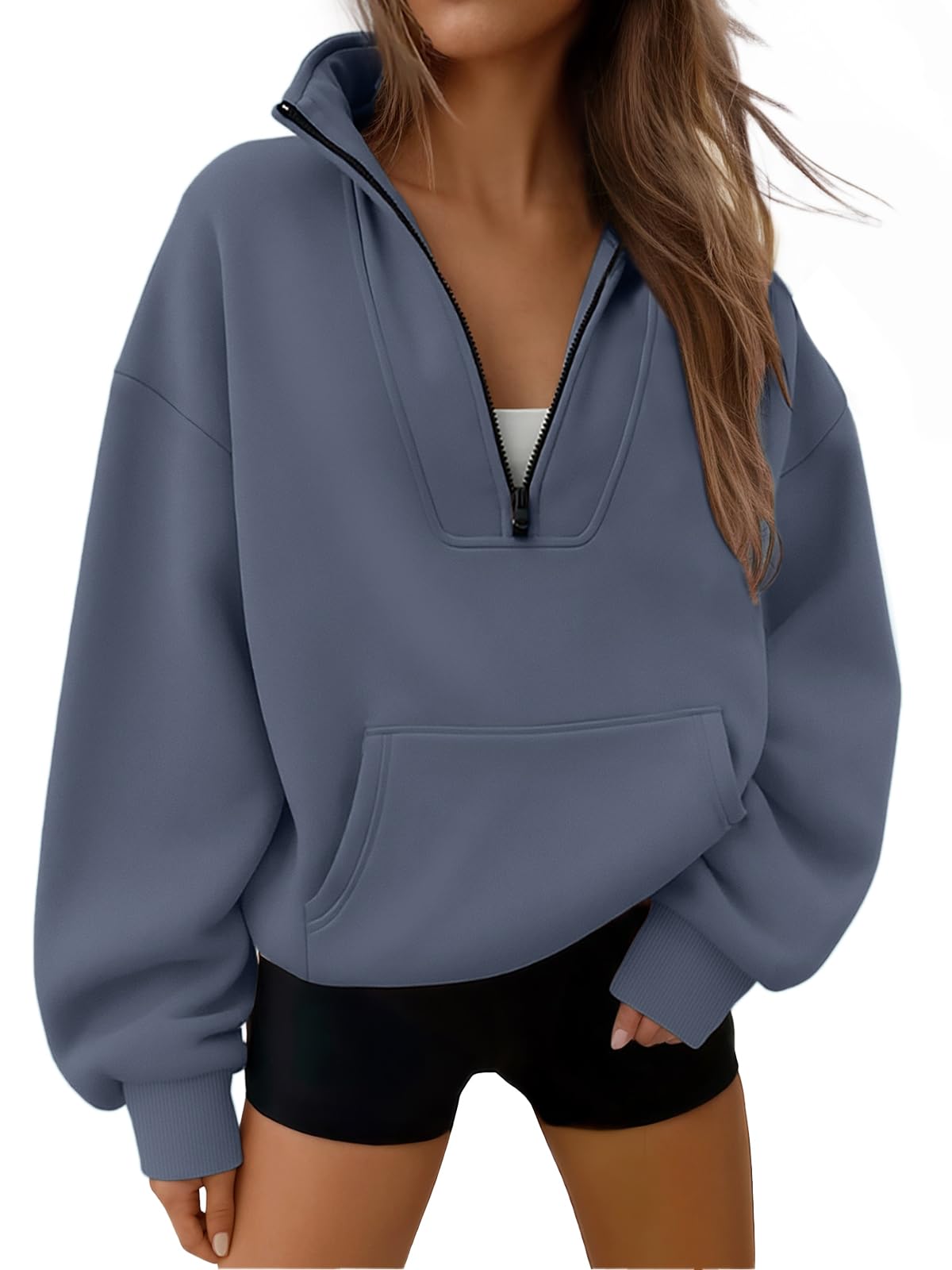Trendy Queen Womens Sweatshirts Quarter Half Zip Pullover Workout Hoodies Fall Fashion 2026 Winter Fleece Jackets Sweaters