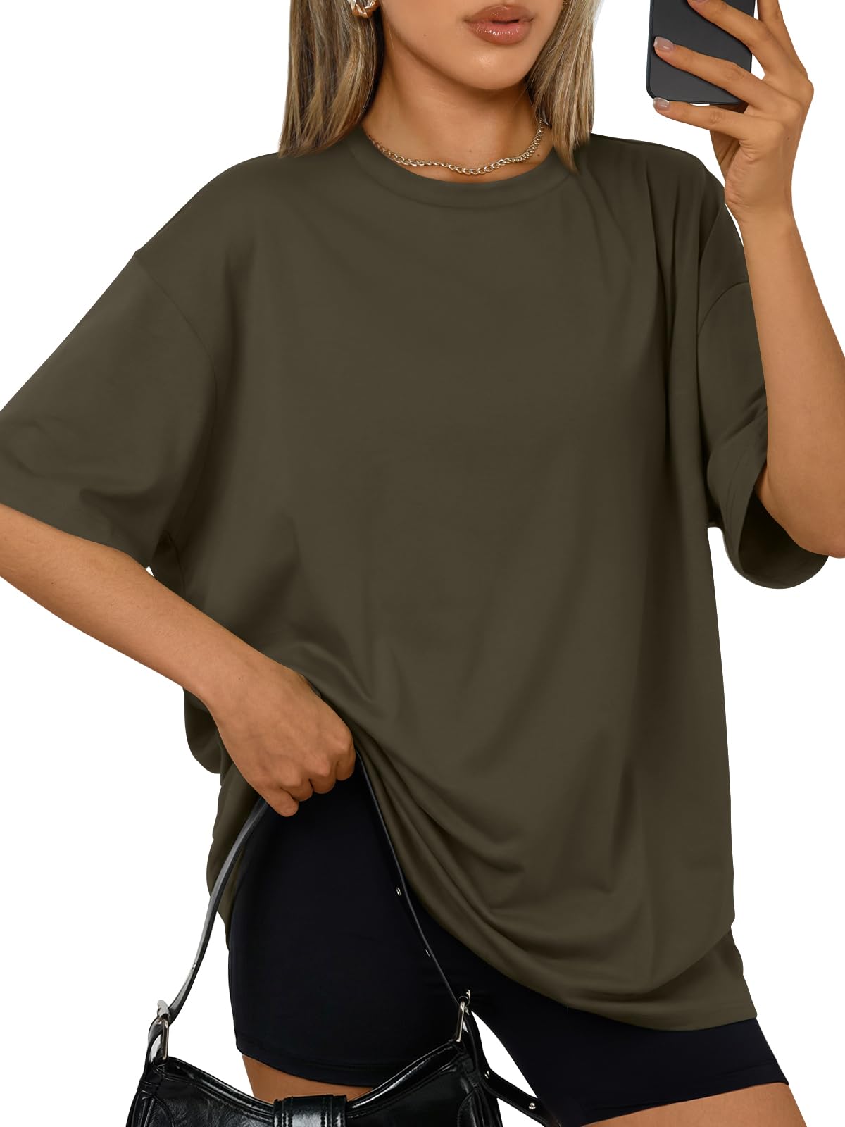 Trendy Queen Womens Oversized Summer T-Shirts Plus Size Short Sleeves Workout Tops