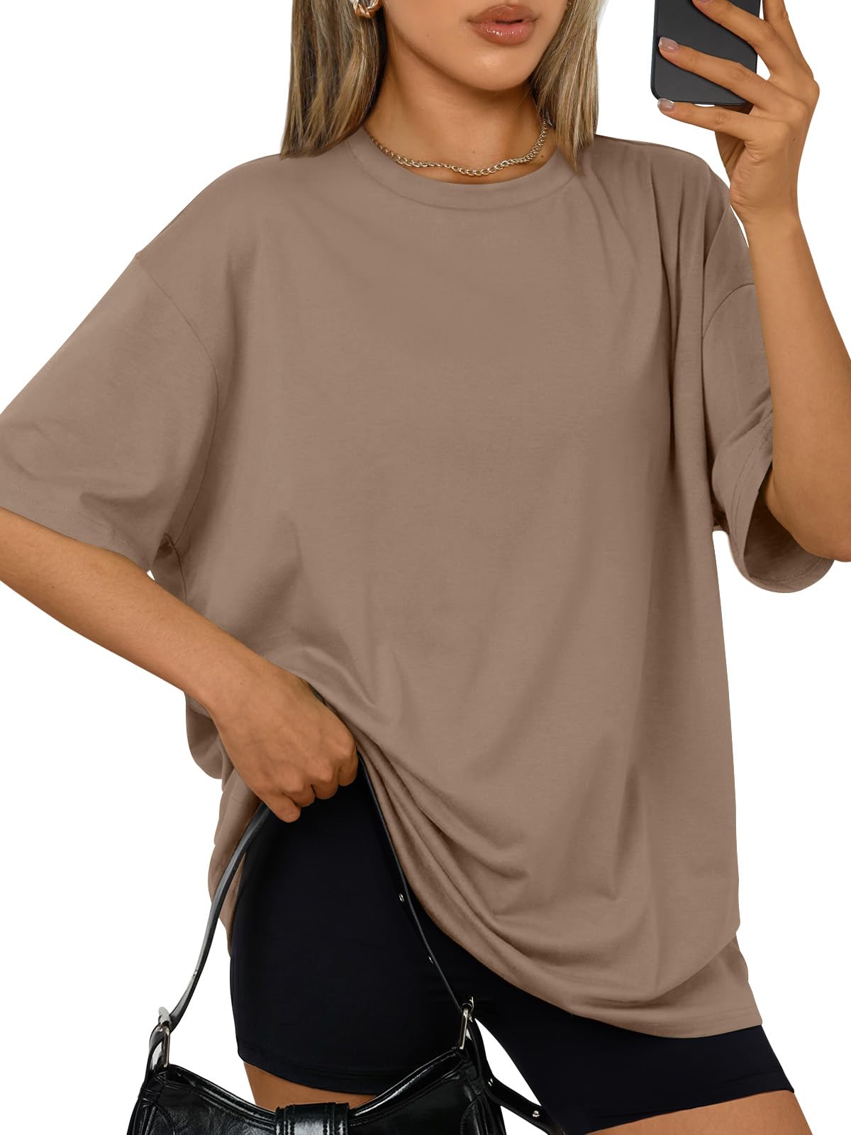 Trendy Queen Womens Oversized Summer T-Shirts Plus Size Short Sleeves Workout Tops