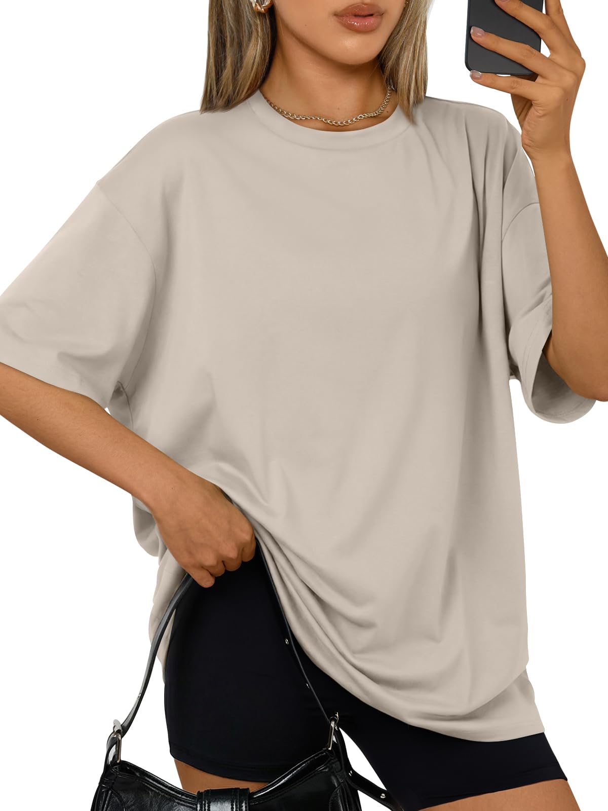 Trendy Queen Womens Oversized Summer T-Shirts Plus Size Short Sleeves Workout Tops