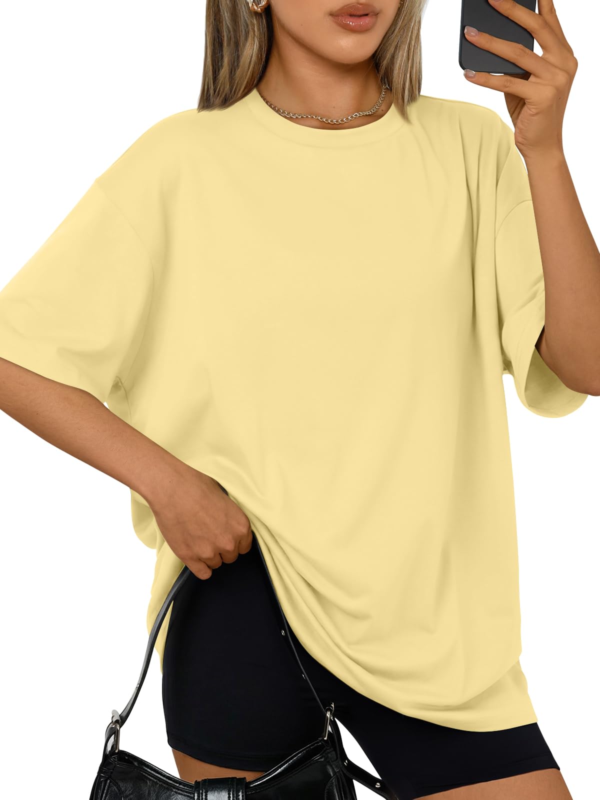 Trendy Queen Womens Oversized Summer T-Shirts Plus Size Short Sleeves Workout Tops