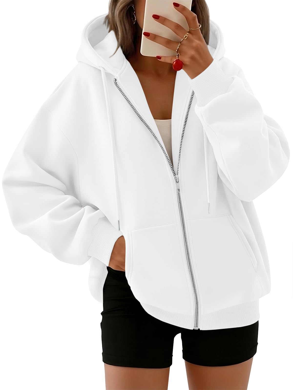 Trendy Queen Womens Zip Up Hoodies 2026 Oversized Sweatshirt