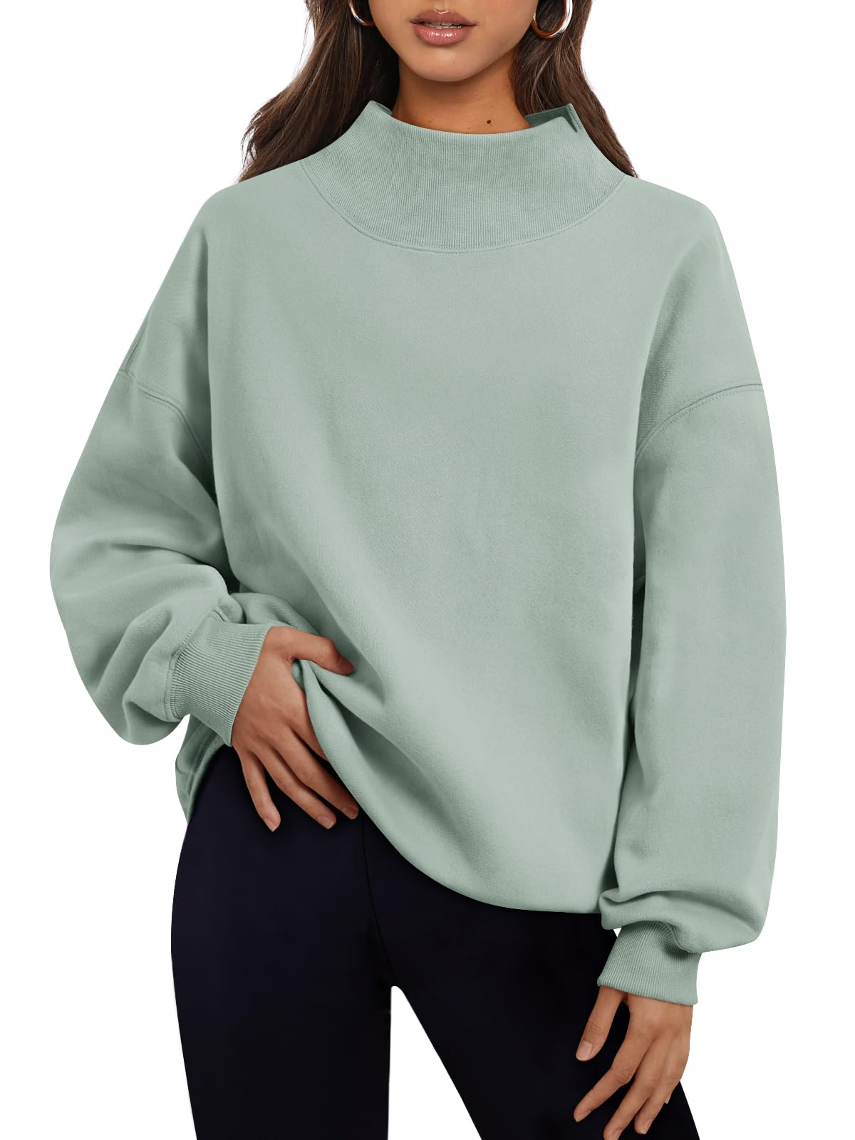 Trendy Queen Womens Oversized Sweatshirts Mock Neck Pullover Long Sleeve Tops Fall Fashion Outfits 2026 Clothes