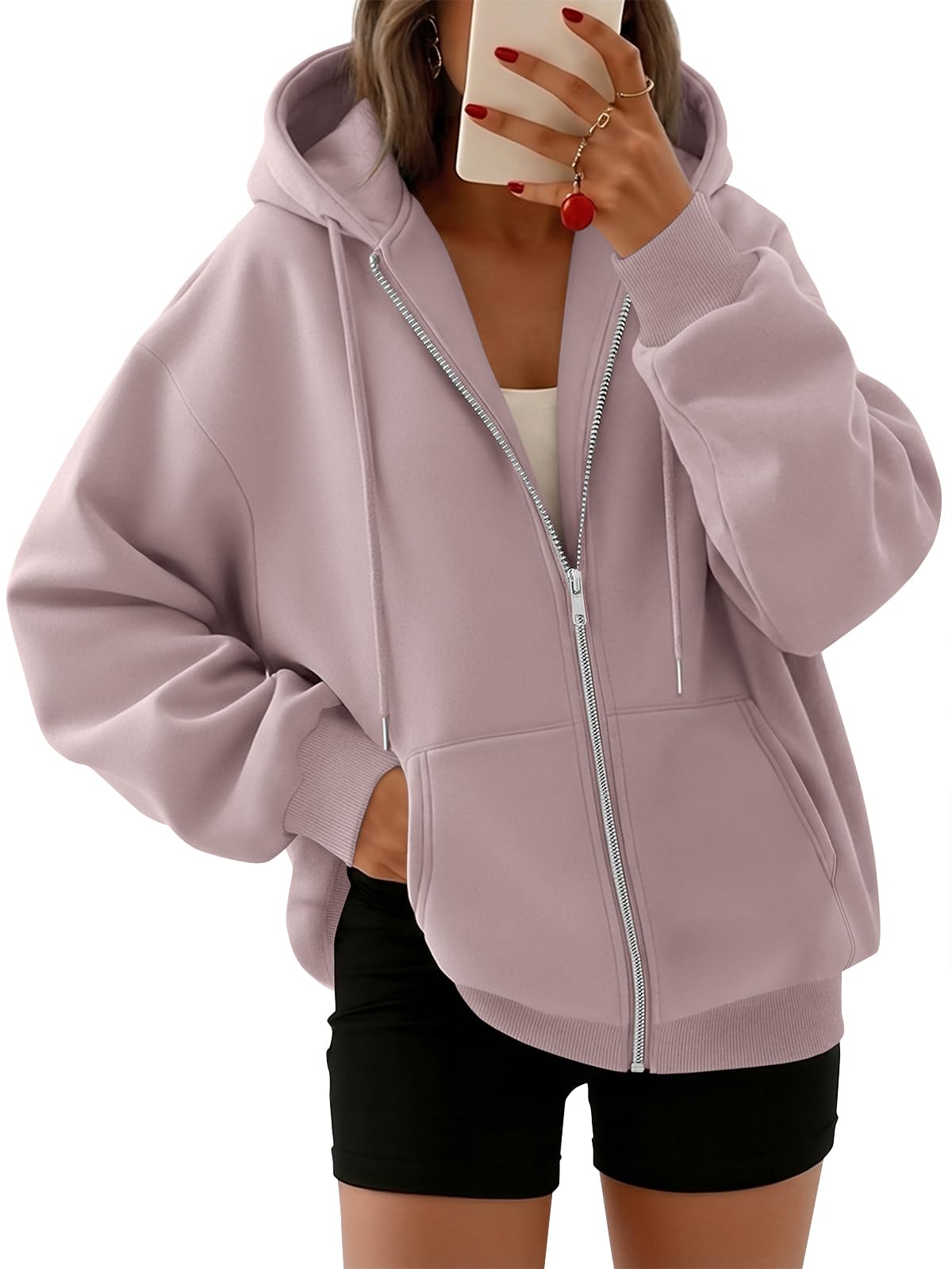 Trendy Queen Womens Zip Up Hoodies 2026 Oversized Sweatshirt