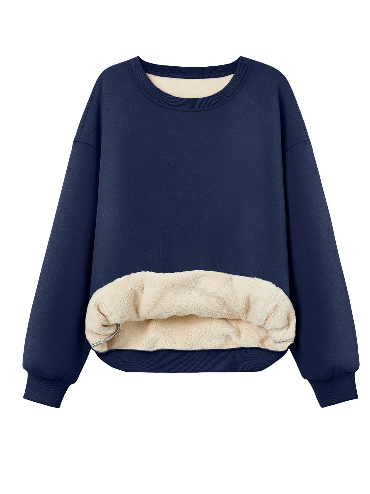 Trendy Queen Fleece Sherpa Lined Sweatshirts for Women 2025 Fall Fashion Winter Crewneck Pullover Hoodies Outfits Clothes
