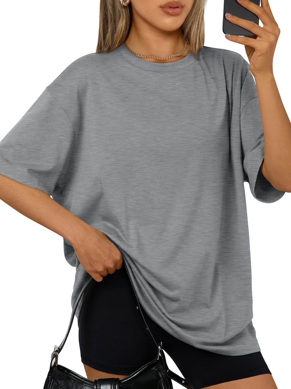Trendy Queen Womens Oversized Summer T-Shirts Plus Size Short Sleeves Workout Tops