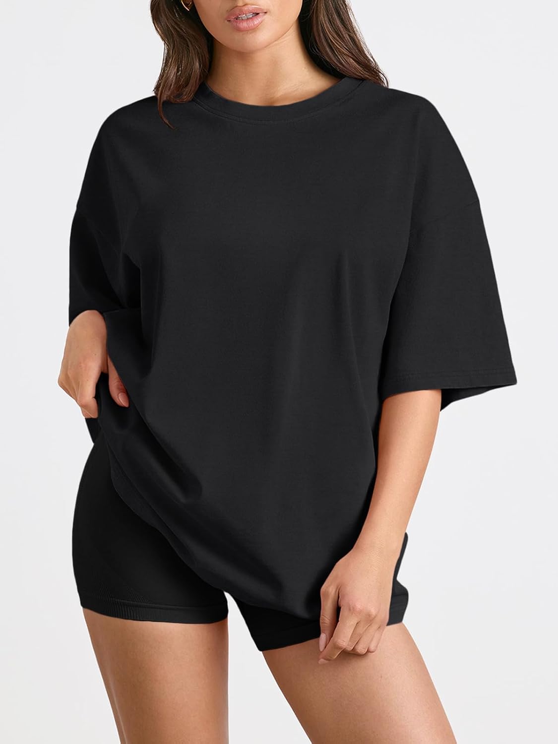 Trendy Queen Womens Oversized Summer T-Shirts Plus Size Short Sleeves Workout Tops