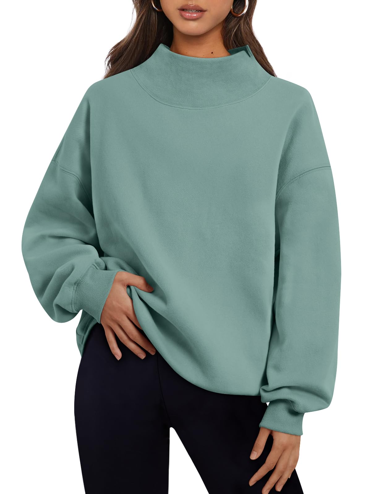 Trendy Queen Womens Oversized Sweatshirts Mock Neck Pullover Long Sleeve Tops Fall Fashion Outfits 2026 Clothes