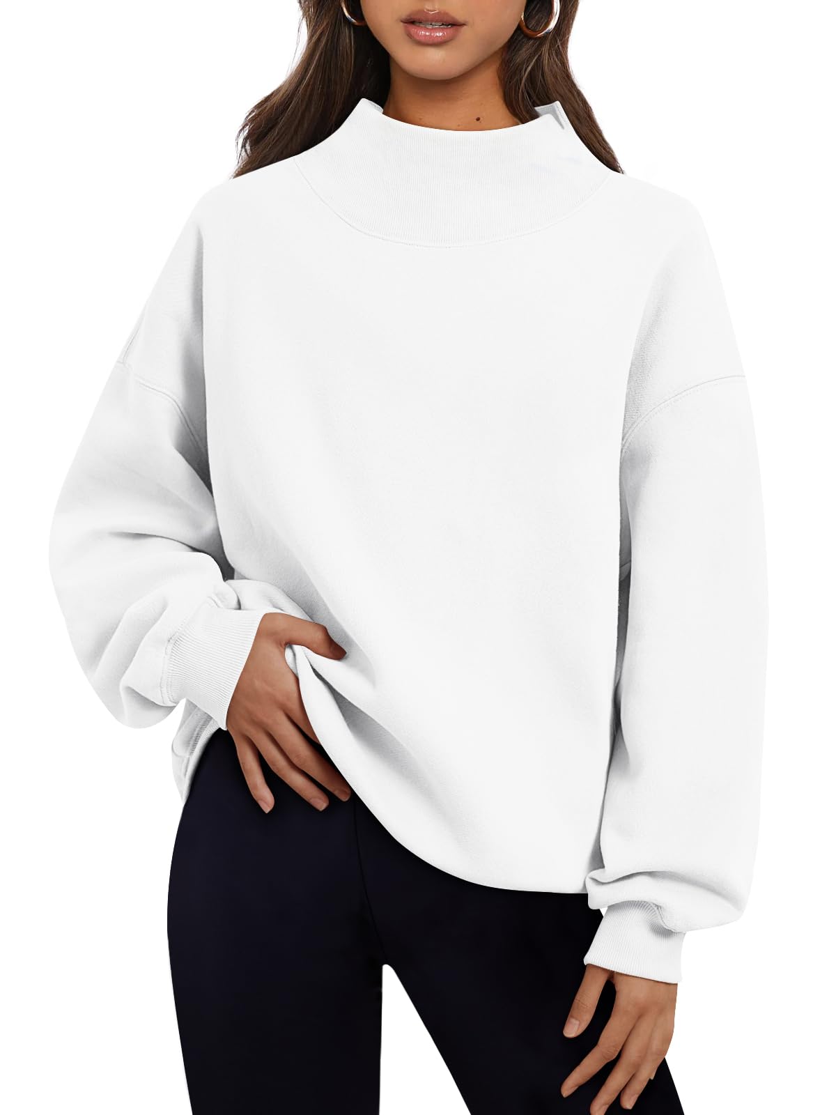 Trendy Queen Womens Oversized Sweatshirts Mock Neck Pullover Long Sleeve Tops Fall Fashion Outfits 2026 Clothes