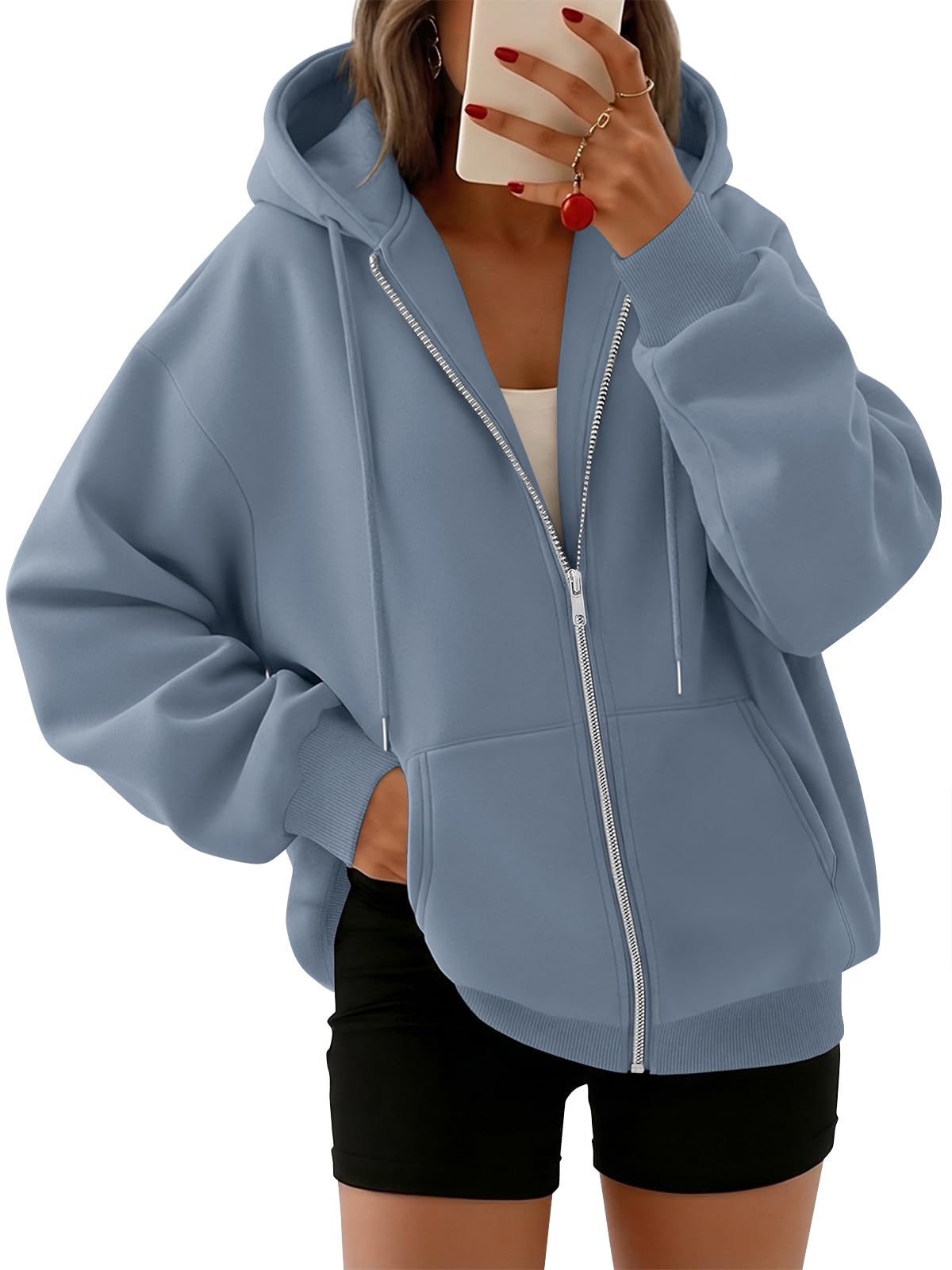 Trendy Queen Womens Zip Up Hoodies 2026 Oversized Sweatshirt