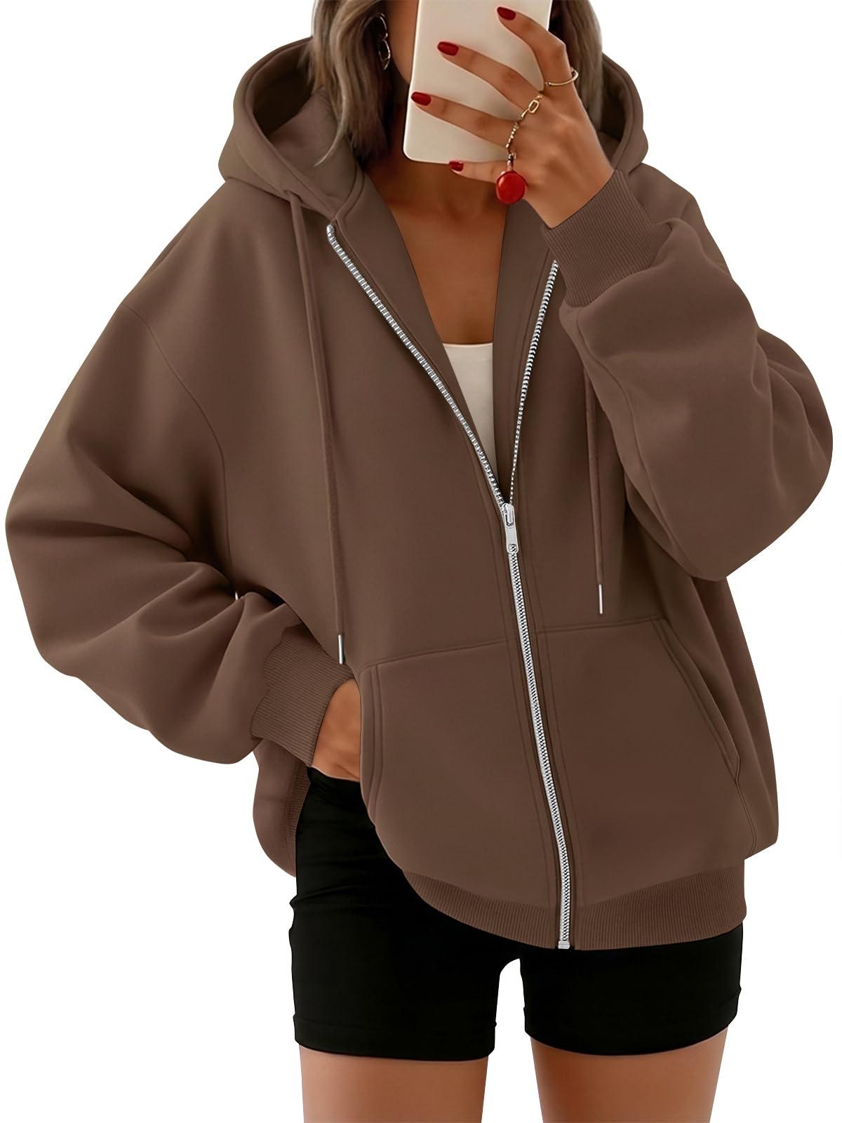 Trendy Queen Womens Zip Up Hoodies 2026 Oversized Sweatshirt