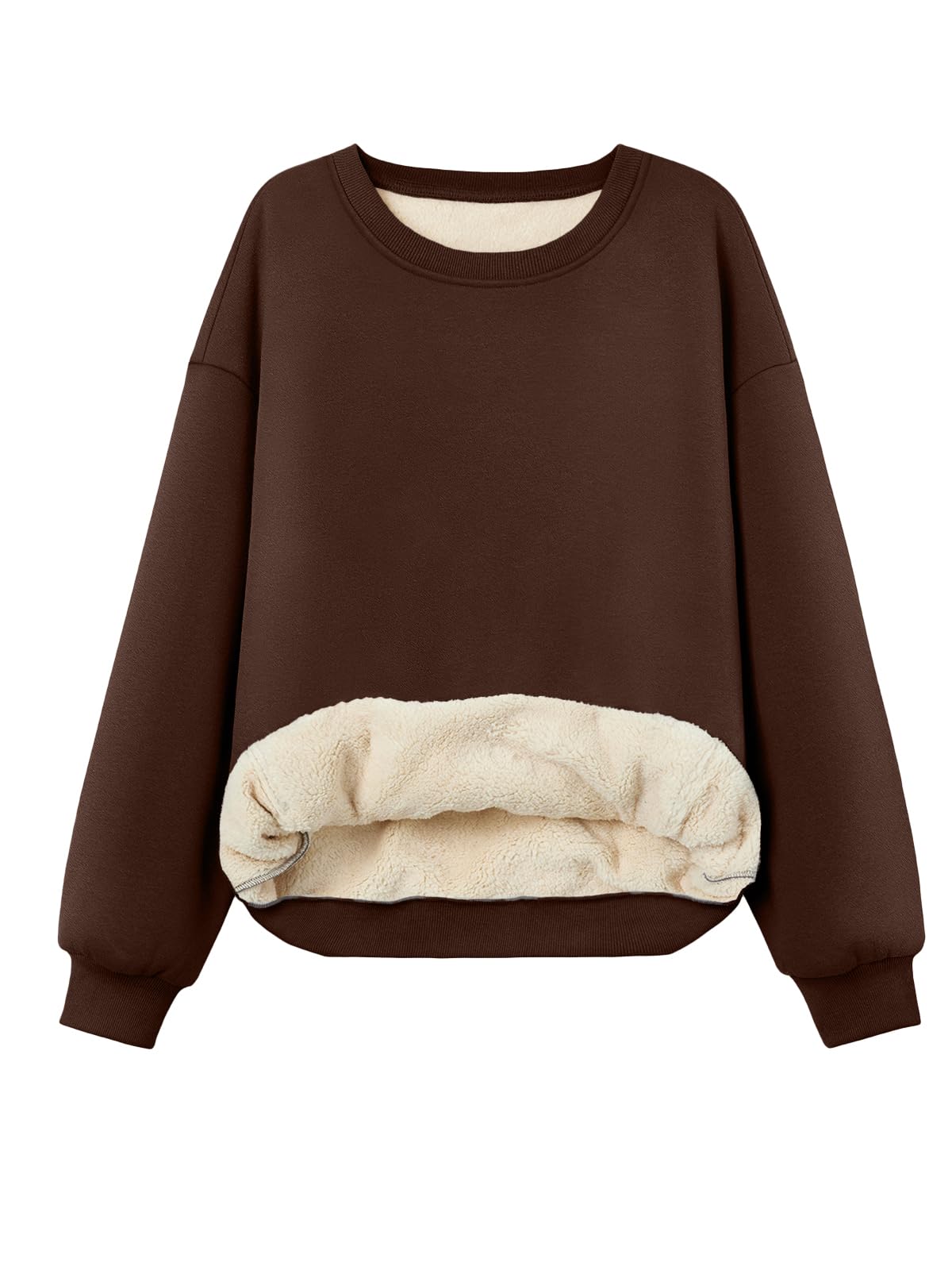 Trendy Queen Fleece Sherpa Lined Sweatshirts for Women 2025 Fall Fashion Winter Crewneck Pullover Hoodies Outfits Clothes