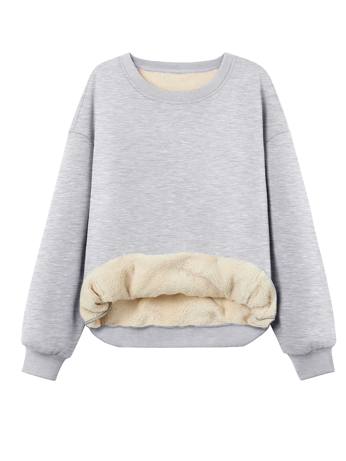 Trendy Queen Fleece Sherpa Lined Sweatshirts for Women 2025 Fall Fashion Winter Crewneck Pullover Hoodies Outfits Clothes