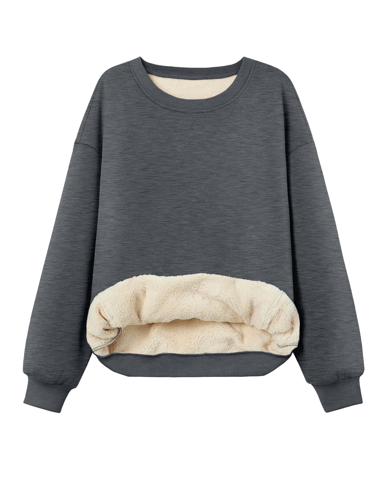 Trendy Queen Fleece Sherpa Lined Sweatshirts for Women 2025 Fall Fashion Winter Crewneck Pullover Hoodies Outfits Clothes