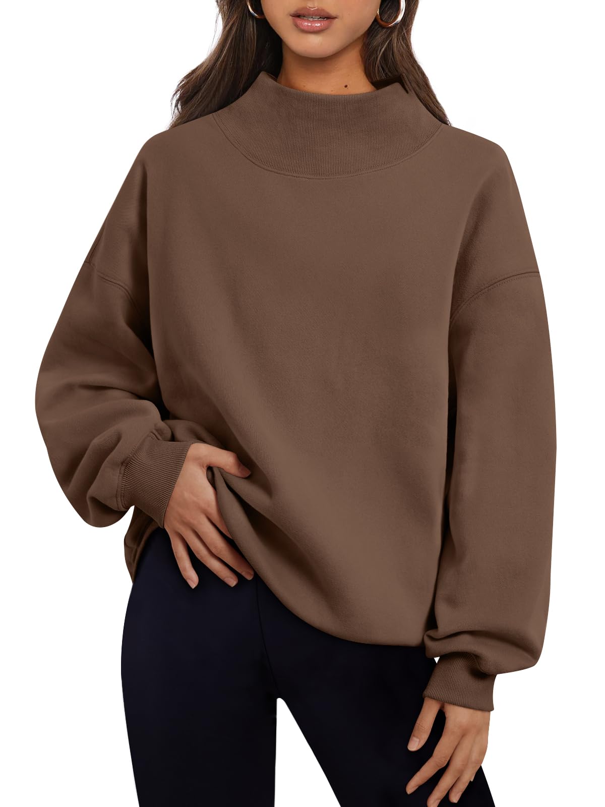 Trendy Queen Womens Oversized Sweatshirts Mock Neck Pullover Long Sleeve Tops Fall Fashion Outfits 2026 Clothes
