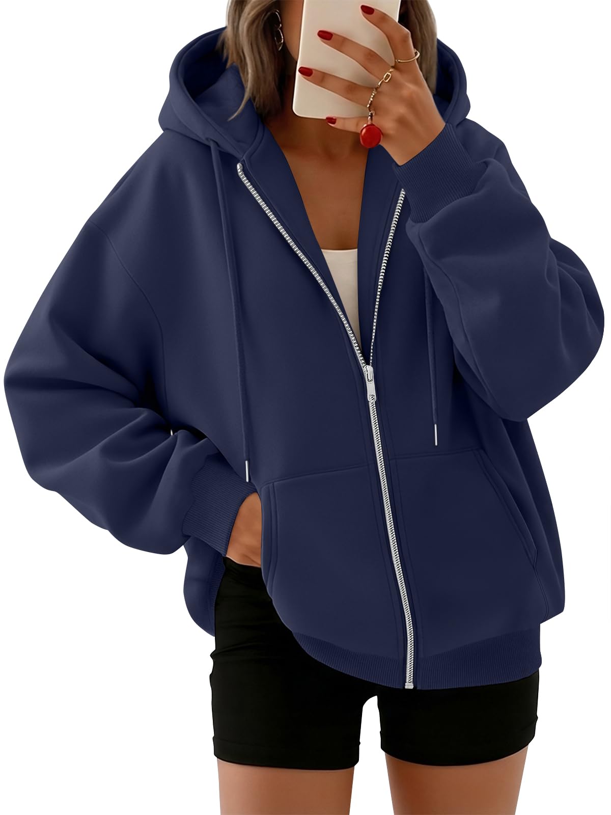 Trendy Queen Womens Zip Up Hoodies 2026 Oversized Sweatshirt