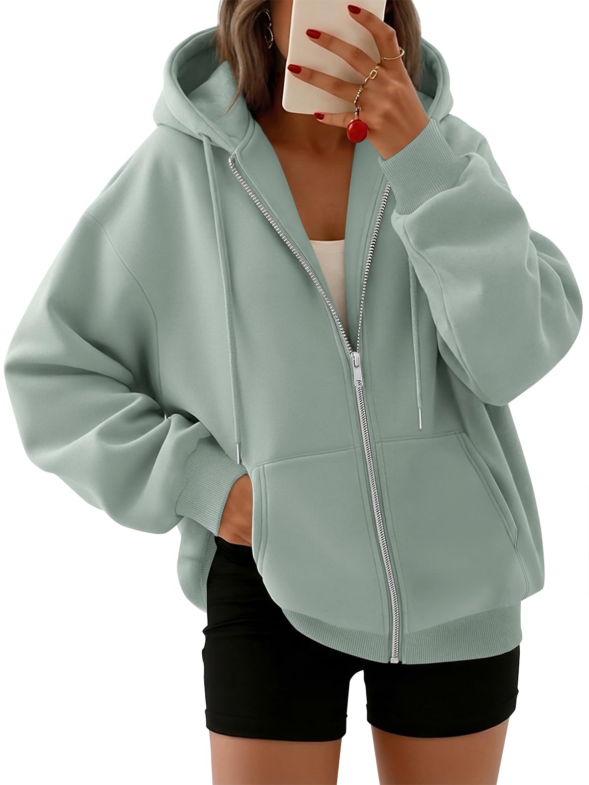 Trendy Queen Womens Zip Up Hoodies 2026 Oversized Sweatshirt