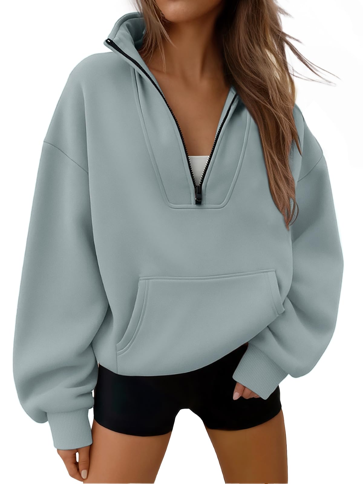 Trendy Queen Womens Sweatshirts Quarter Half Zip Pullover Workout Hoodies Fall Fashion 2026 Winter Fleece Jackets Sweaters