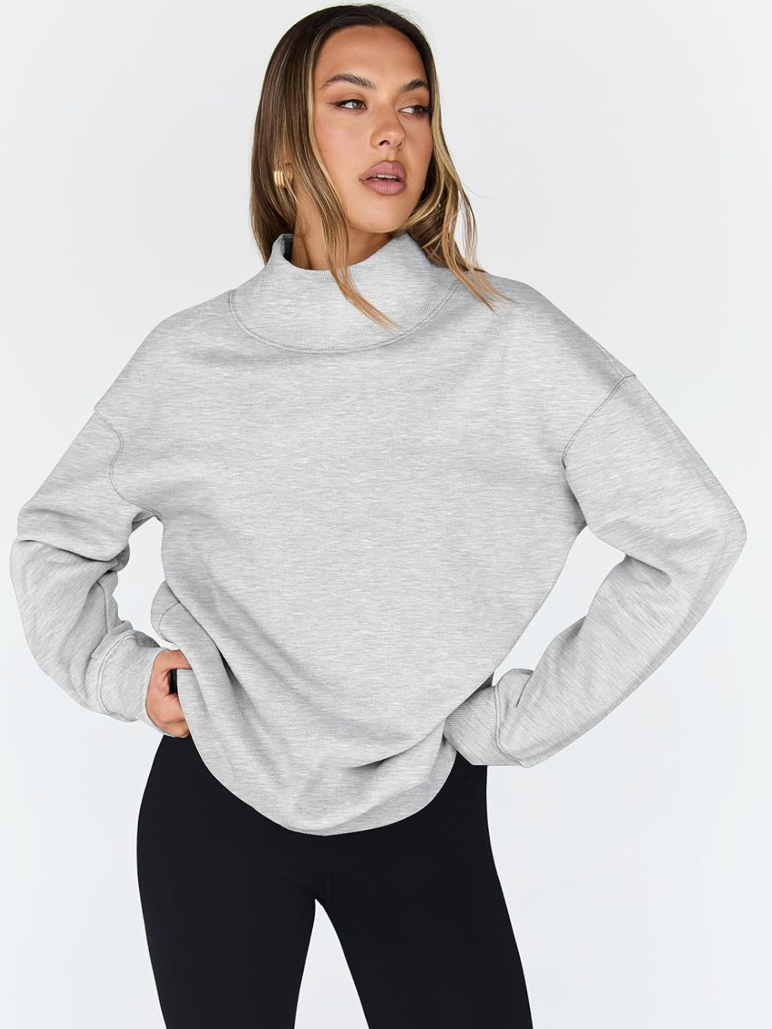 Trendy Queen Womens Oversized Sweatshirts Mock Neck Pullover Long Sleeve Tops Fall Fashion Outfits 2026 Clothes