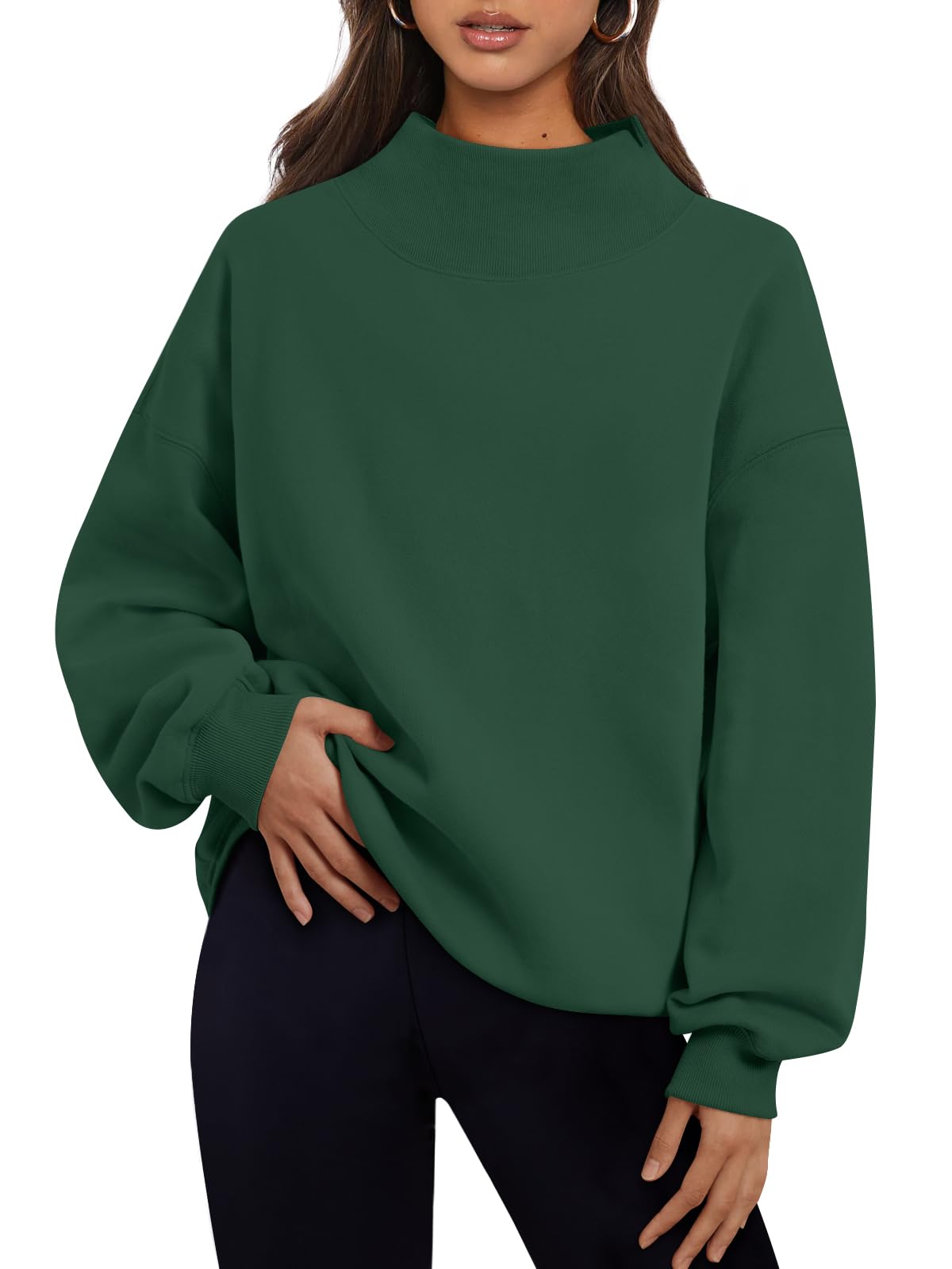 Trendy Queen Womens Oversized Sweatshirts Mock Neck Pullover Long Sleeve Tops Fall Fashion Outfits 2026 Clothes