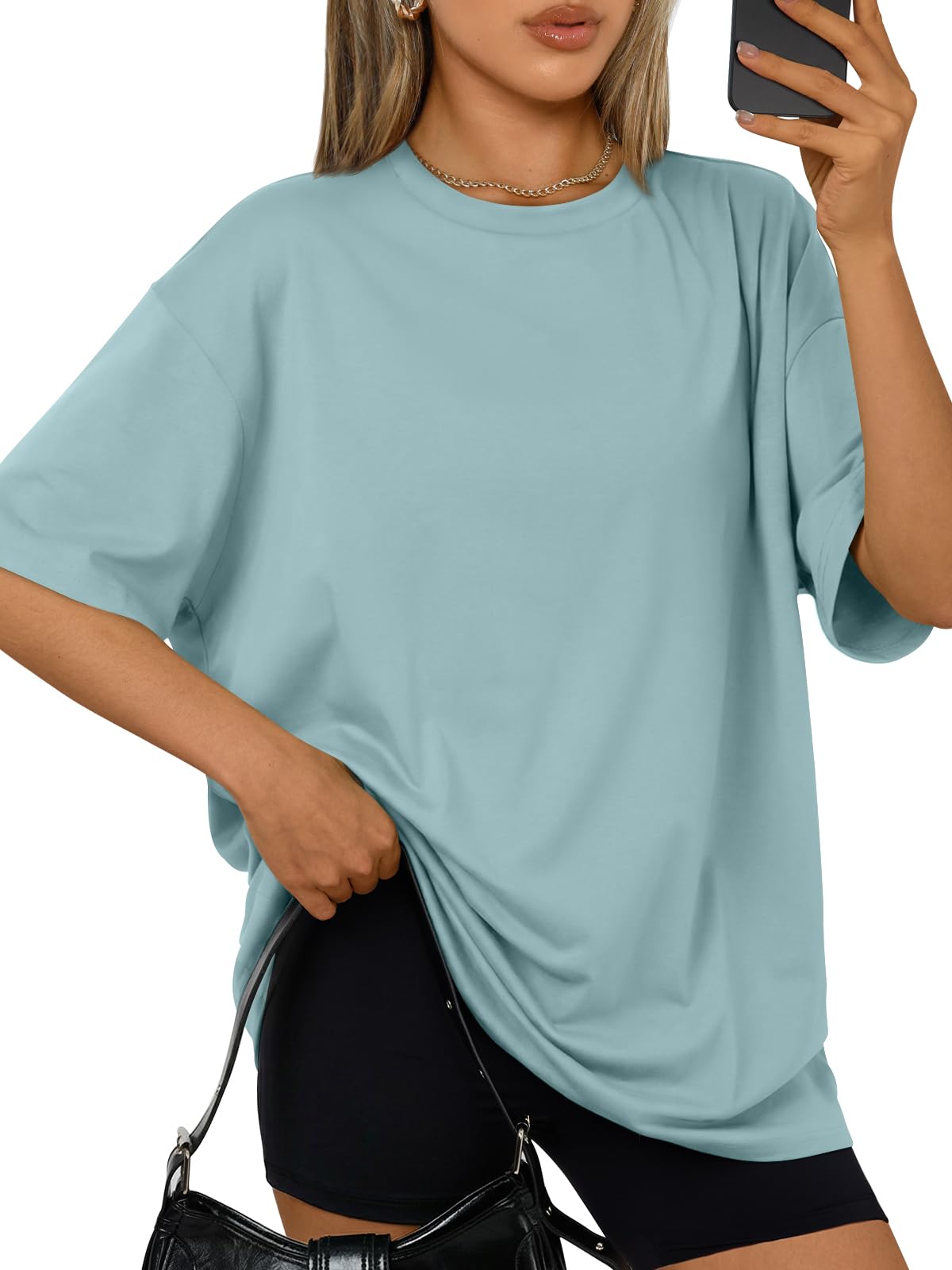 Trendy Queen Womens Oversized Summer T-Shirts Plus Size Short Sleeves Workout Tops