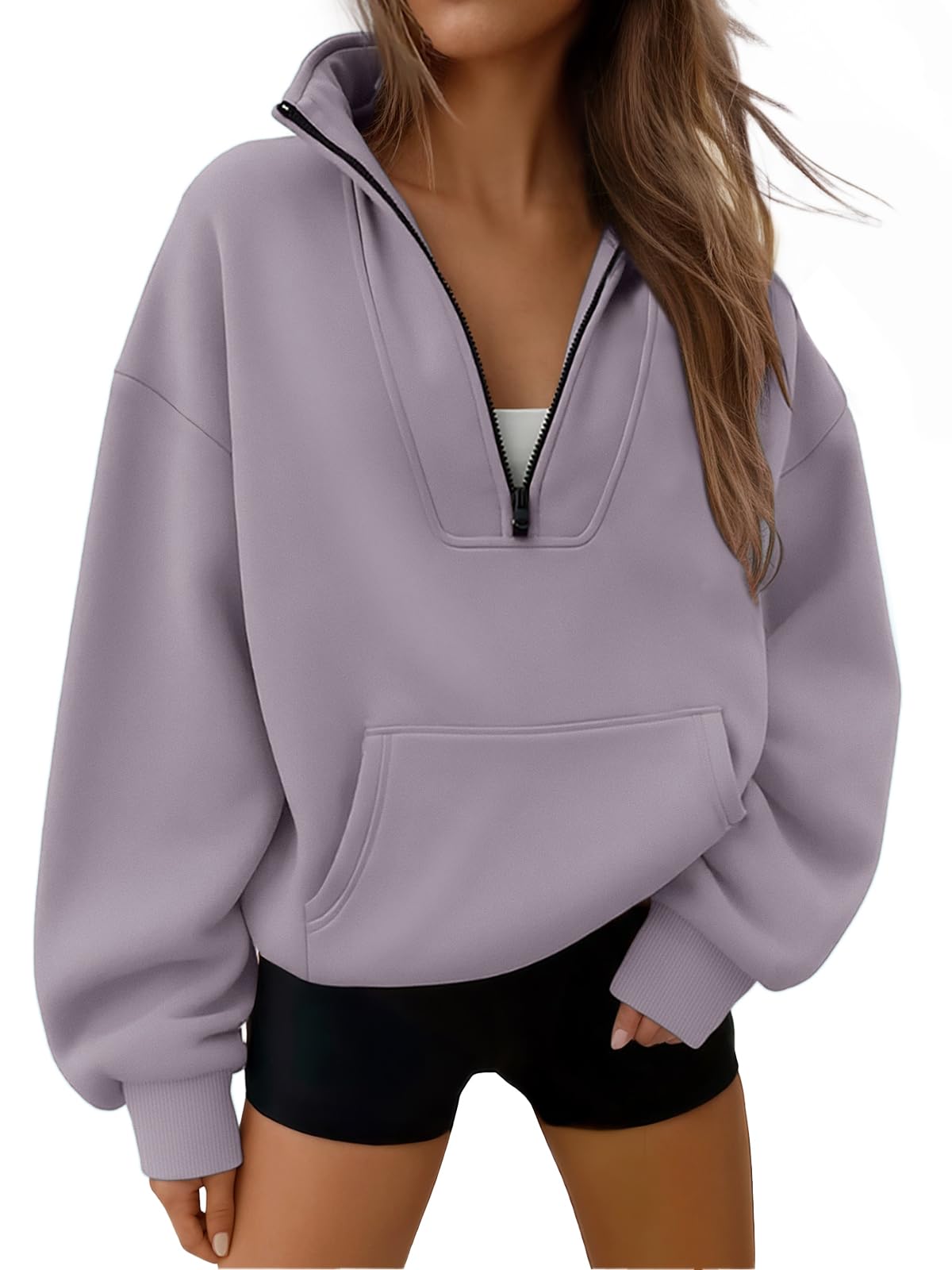 Trendy Queen Womens Sweatshirts Quarter Half Zip Pullover Workout Hoodies Fall Fashion 2026 Winter Fleece Jackets Sweaters