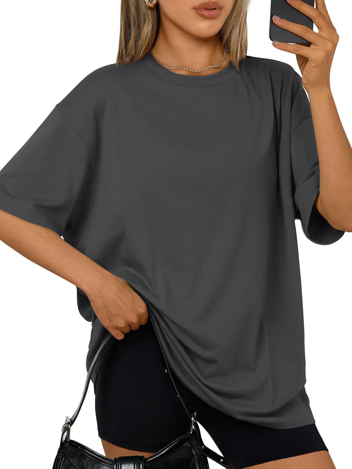 Trendy Queen Womens Oversized Summer T-Shirts Plus Size Short Sleeves Workout Tops